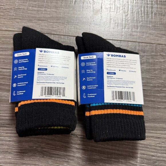 Other NEW BOMBAS Crew Socks 2 Pack Black Honeycomb Arch Support Si Size ONE SIZE - 2 Thumbnail
