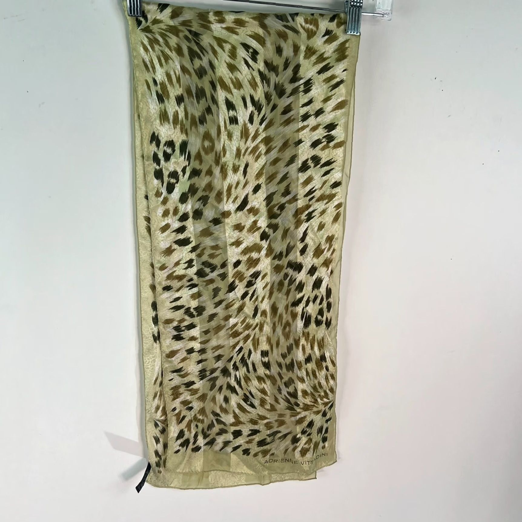 Vintage VINTAGE Adrienne Vattiandin Gold Animal Print Silk Scarf 11X52 Inch Classic Womens Size ONE SIZE - 4 Thumbnail