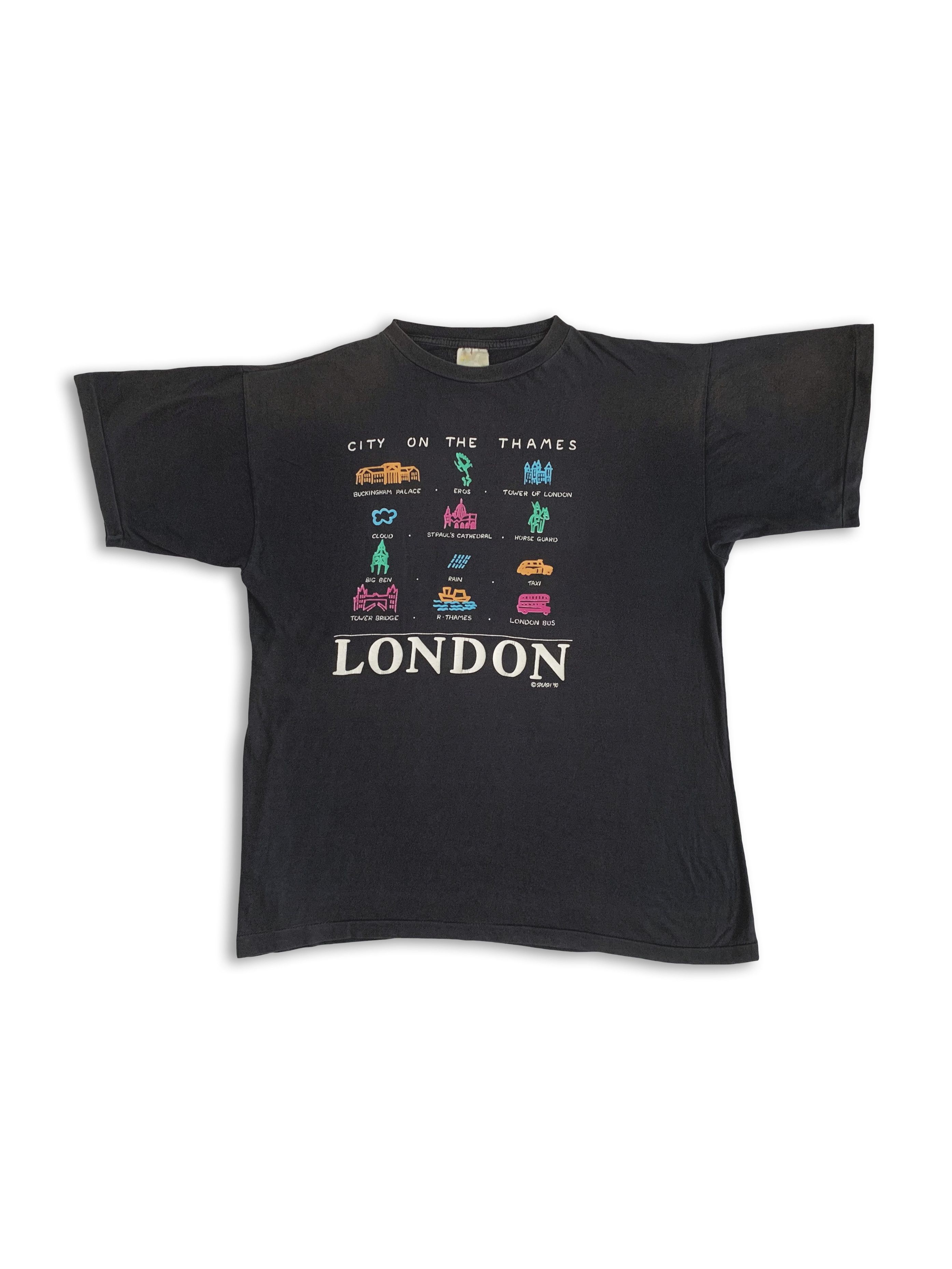 Other Vintage 1990s LONDON t shirt Single Stitch Tee 80s Faded Size US XL / EU 56 / 4 - 1 Thumbnail