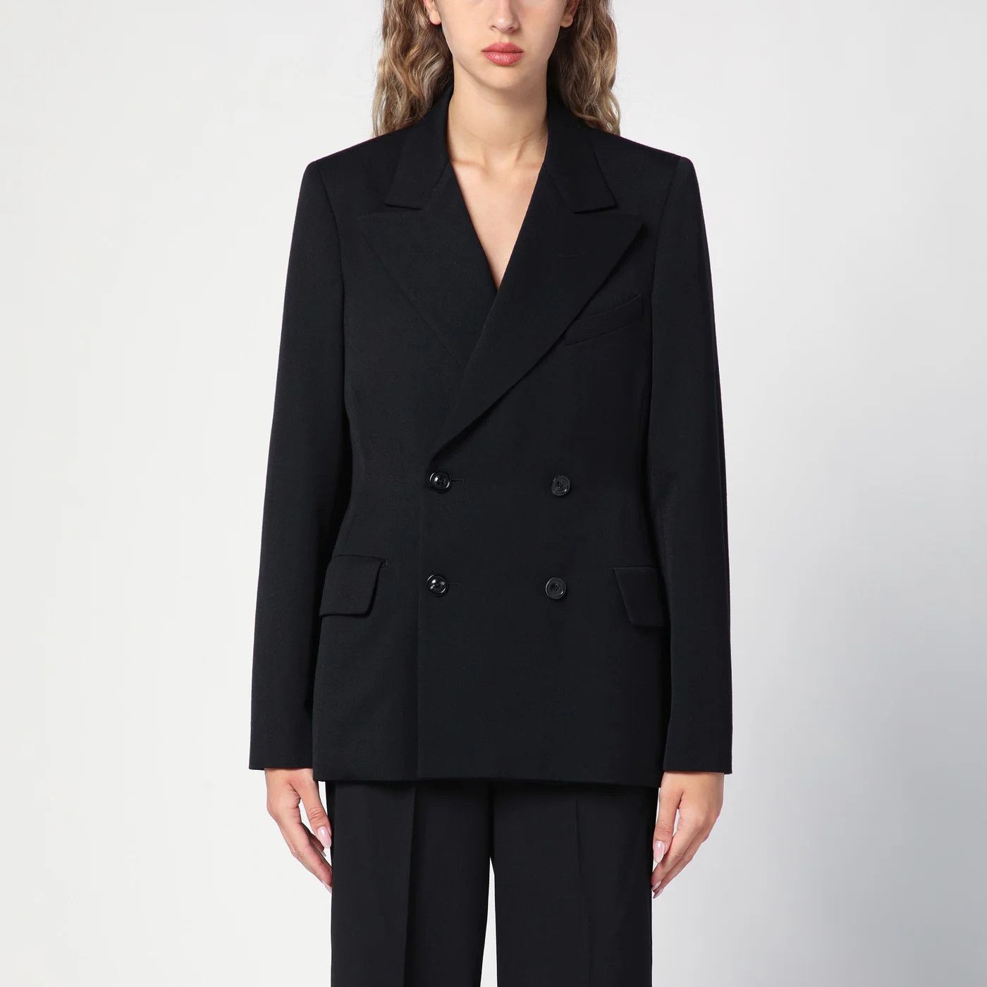 Maison Margiela o1d2blof0426 Wool Double-Breasted Jacket in Black Size L / US 10 / IT 46 - 1 Thumbnail