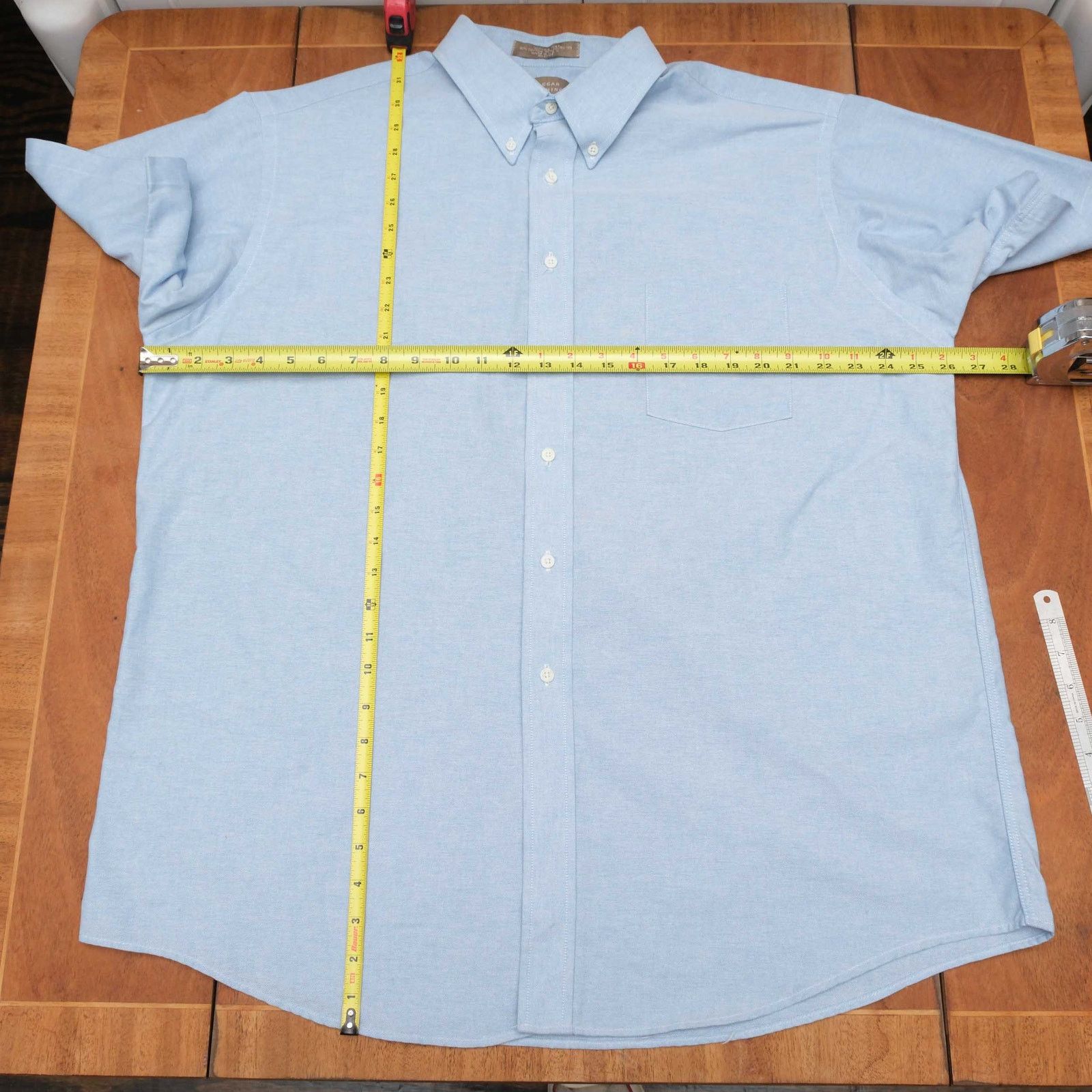 Haggar VTG Haggar Made in USA Blue Short Sleeve Button Down 17.5 Size US XL / EU 56 / 4 - 3 Thumbnail