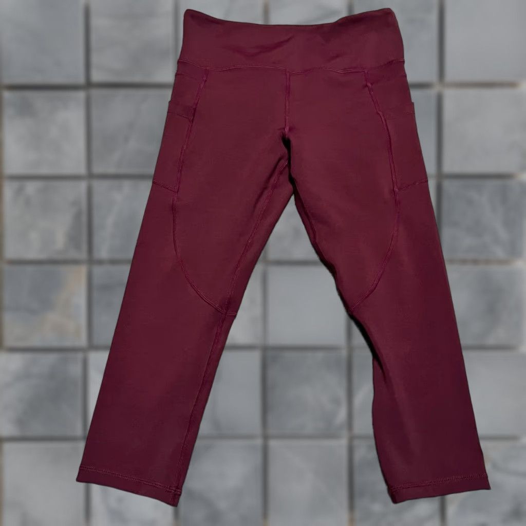 Vintage Zyia Active Leggings Womens 8-10 Maroon Pocket High Rise Cropped Pants 8 Red Womens Leggings Cropped Zyia Active Size 30" / US 8 / IT 44 - 1 Thumbnail