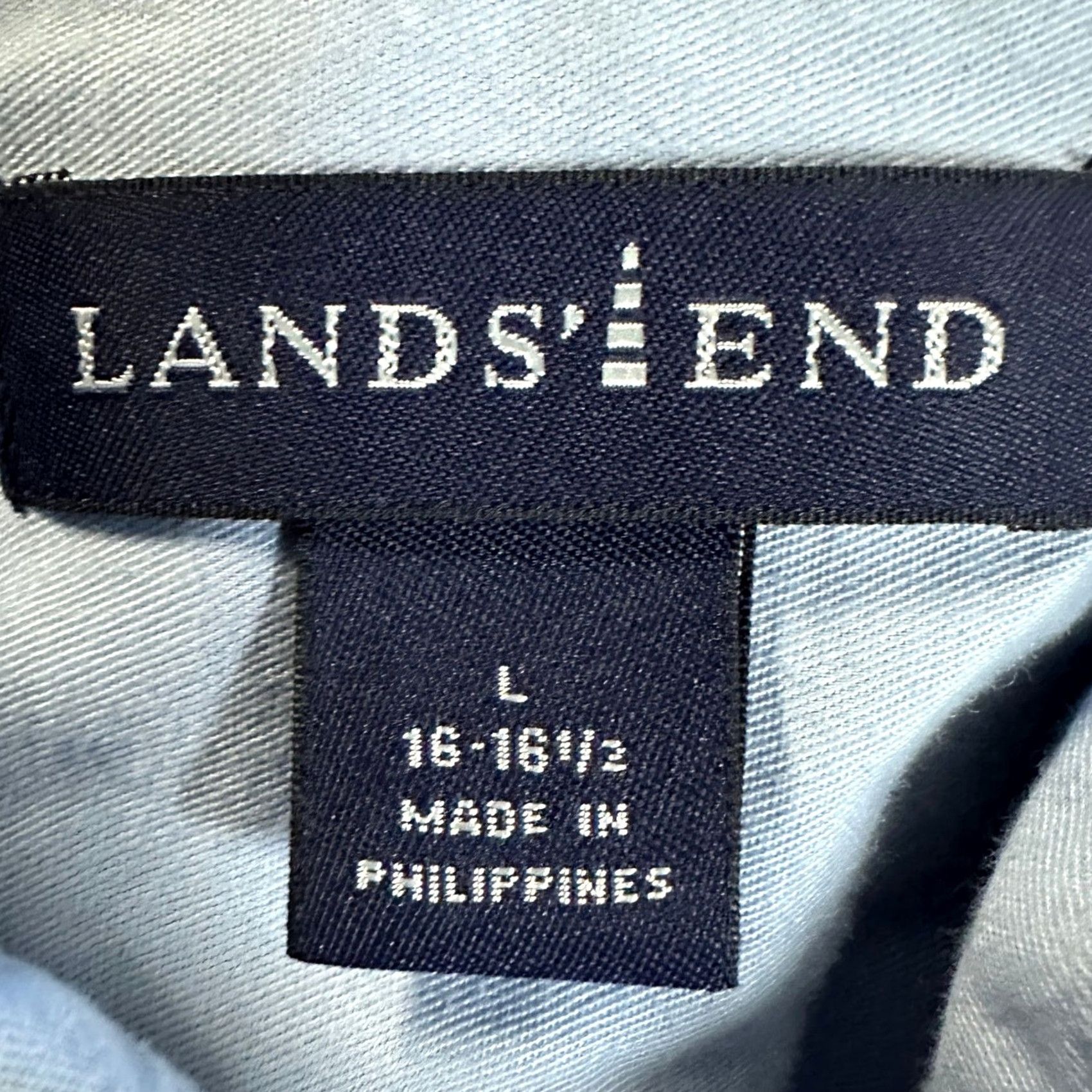 Lands' End Lands' End Shirt Dress Mens Large 16-16.5 Blue Long Sleeve Pocket 100% Cotton NEW Size 42R - 4 Thumbnail