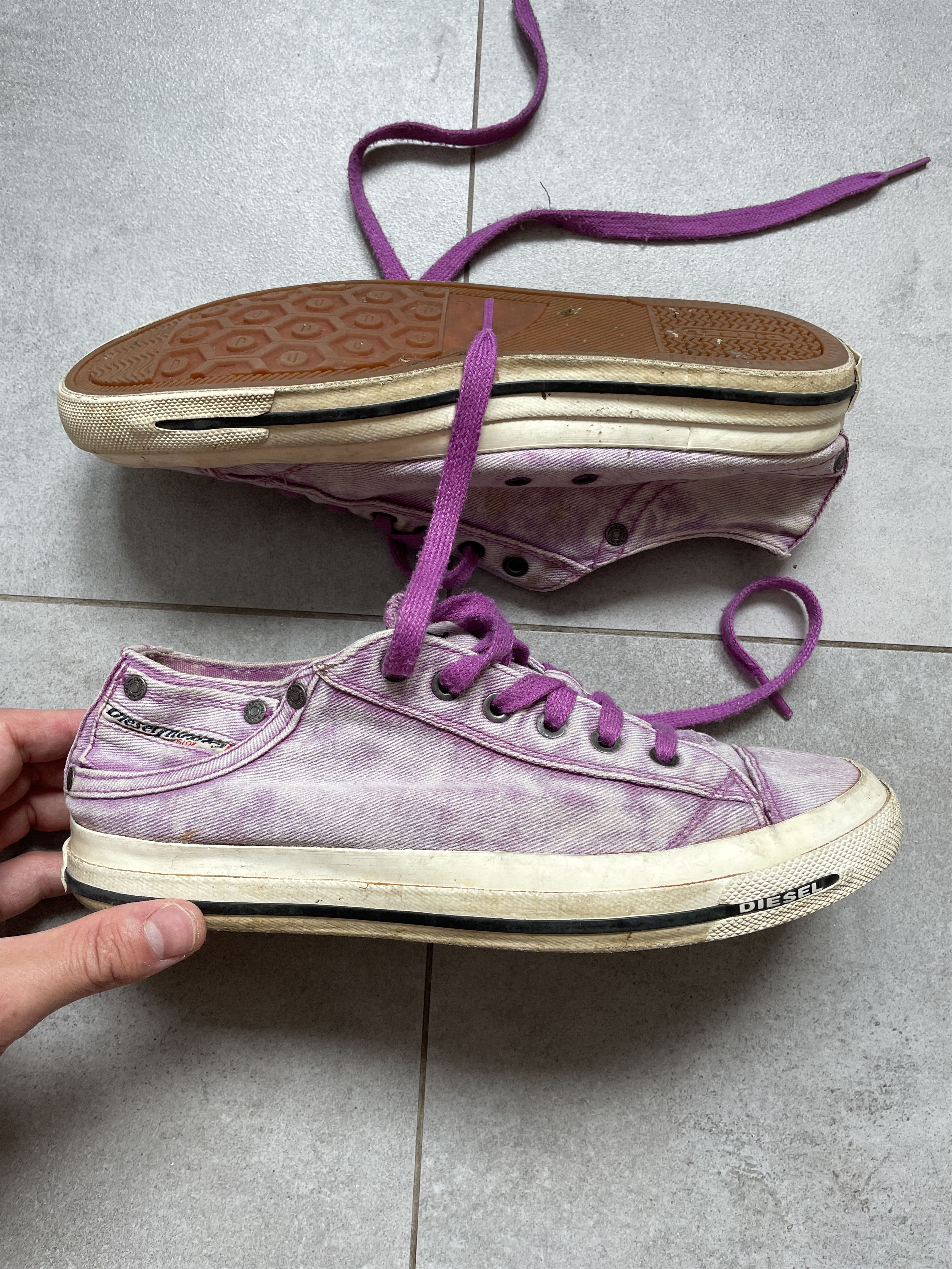 Diesel DIESEL PURPLE DENIM Y2K DISTRESSED SNEAKERS Size US 8 / EU 41 - 2 Thumbnail