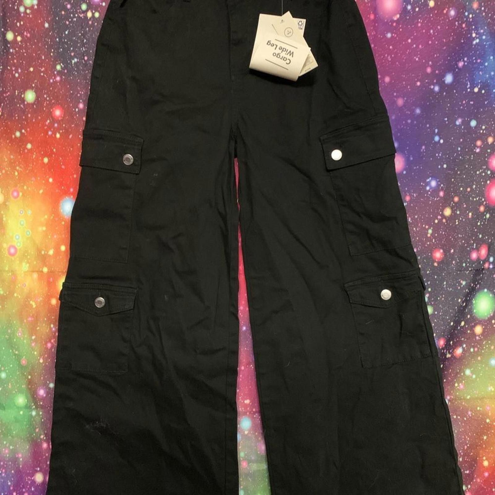 Designer Black Cargo Pants Size 28" / US 6 / IT 42 - 2 Thumbnail