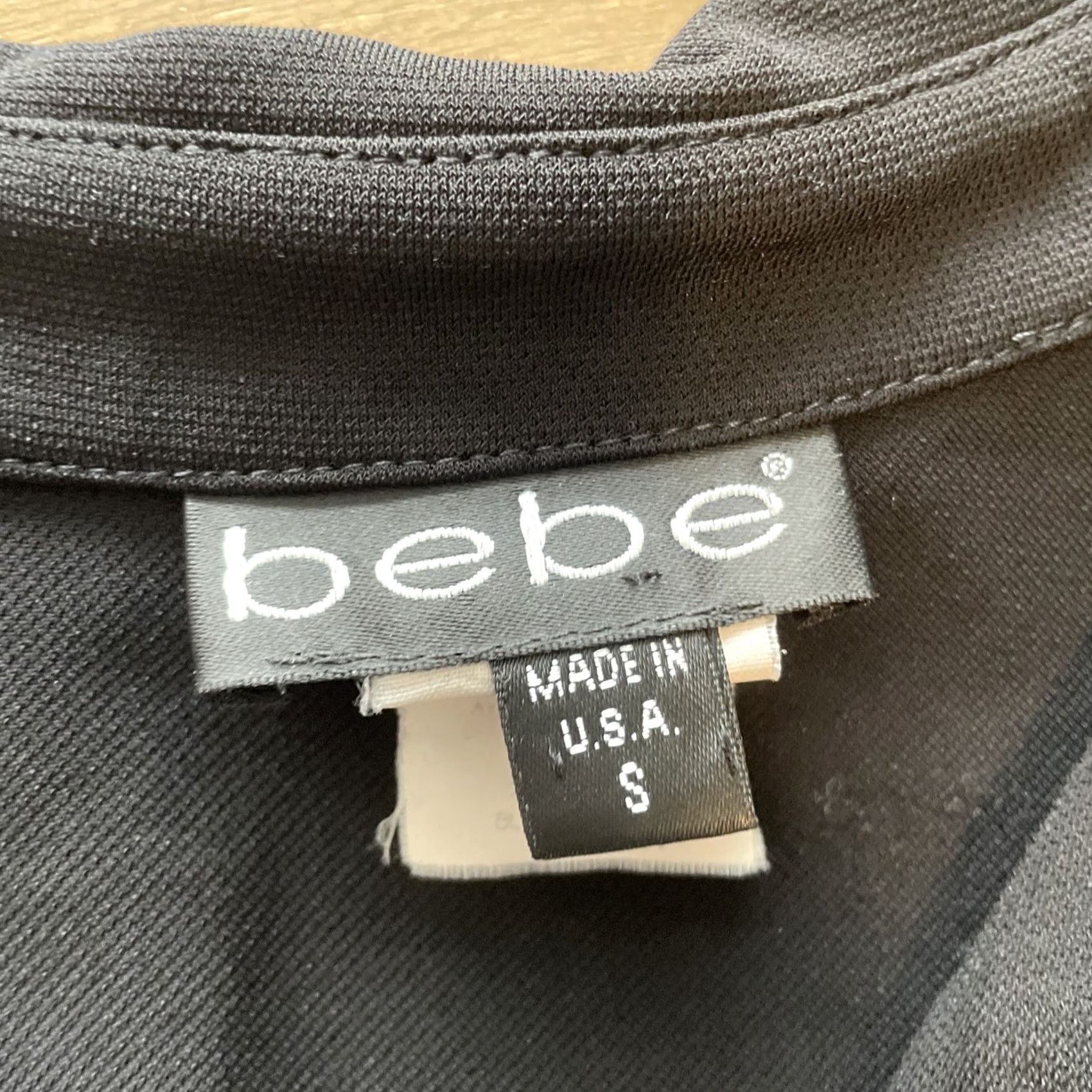 Bebe VINTAGE bebe Dress 3/4 Sleeve Black Rayon Tie Front Size S Knee Length Maxi Pockets USA Theme Womens Size S / US 4 / IT 40 - 3 Thumbnail