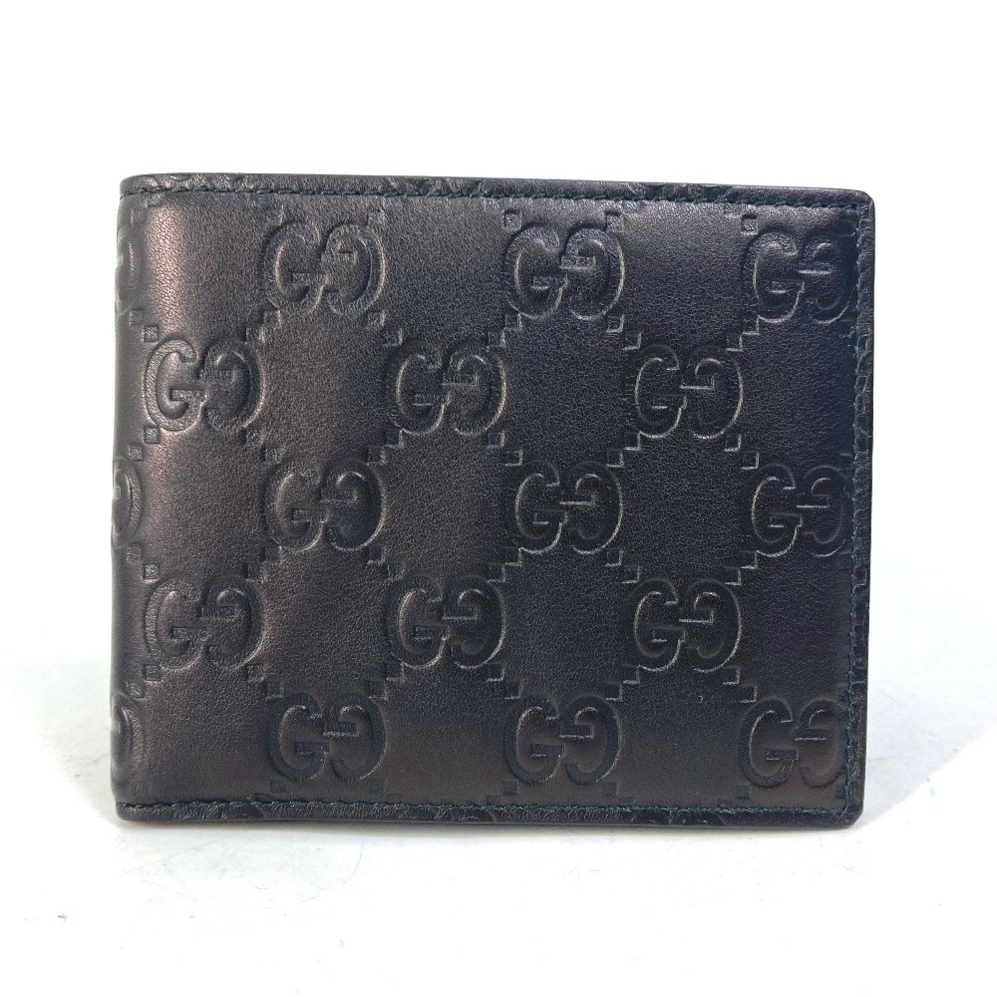 Gucci GUCCI 145754 Compact Wallet GG Guccissima Billfold Bi-fold Shima Leather Men's Black Size ONE SIZE - 1 Thumbnail