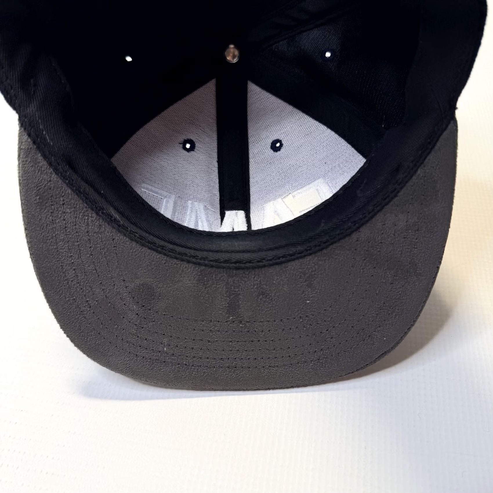 Vintage Hall Of Fame Hat Cap Snap Back Mens Navy Gray Suede FAME Embroidered 2nd Sucks Adjustable Snapback Structured Six-Panel Navy Blue Gray Suede Bill Size ONE SIZE - 7 Thumbnail