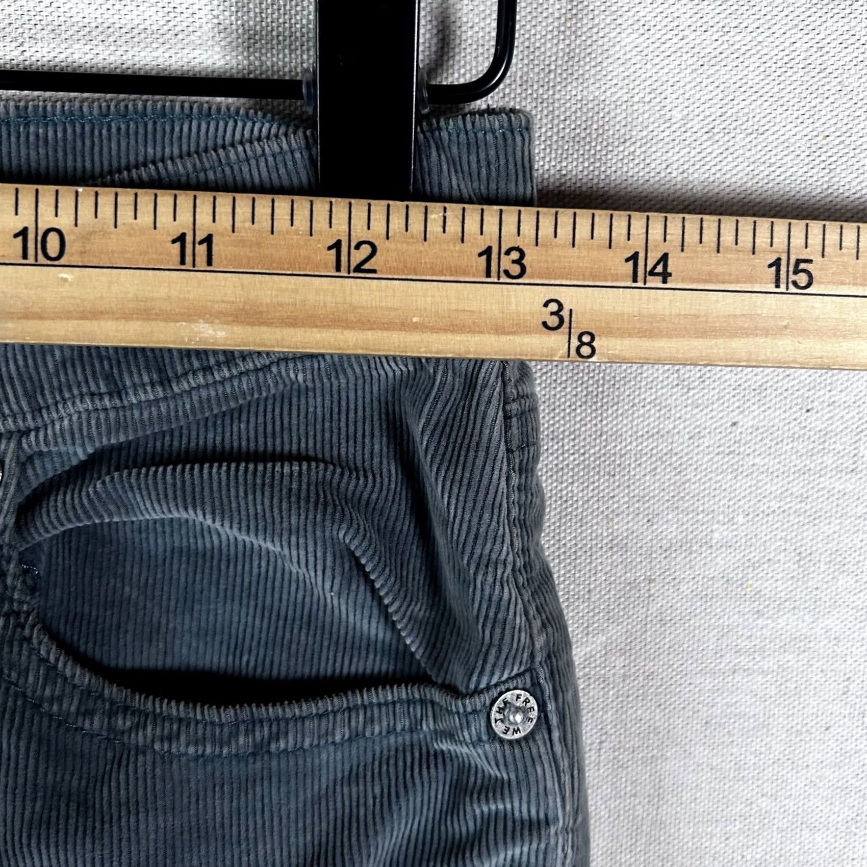 Free People We The Free Free People 25 Sage Green Corduroy High Rise Skinny Pants Button Fly Women’s Slim 27in Inseam Gray Size 42" / US 20 - 4 Thumbnail