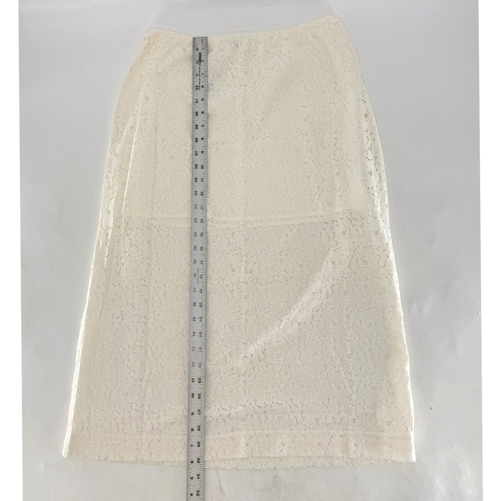 Old Navy NWT Old Navy Womens Lace Midi Skirt Seasalt Cream Floral Cotton Blend Size M Size 32" / US 10 / IT 46 - 7 Thumbnail