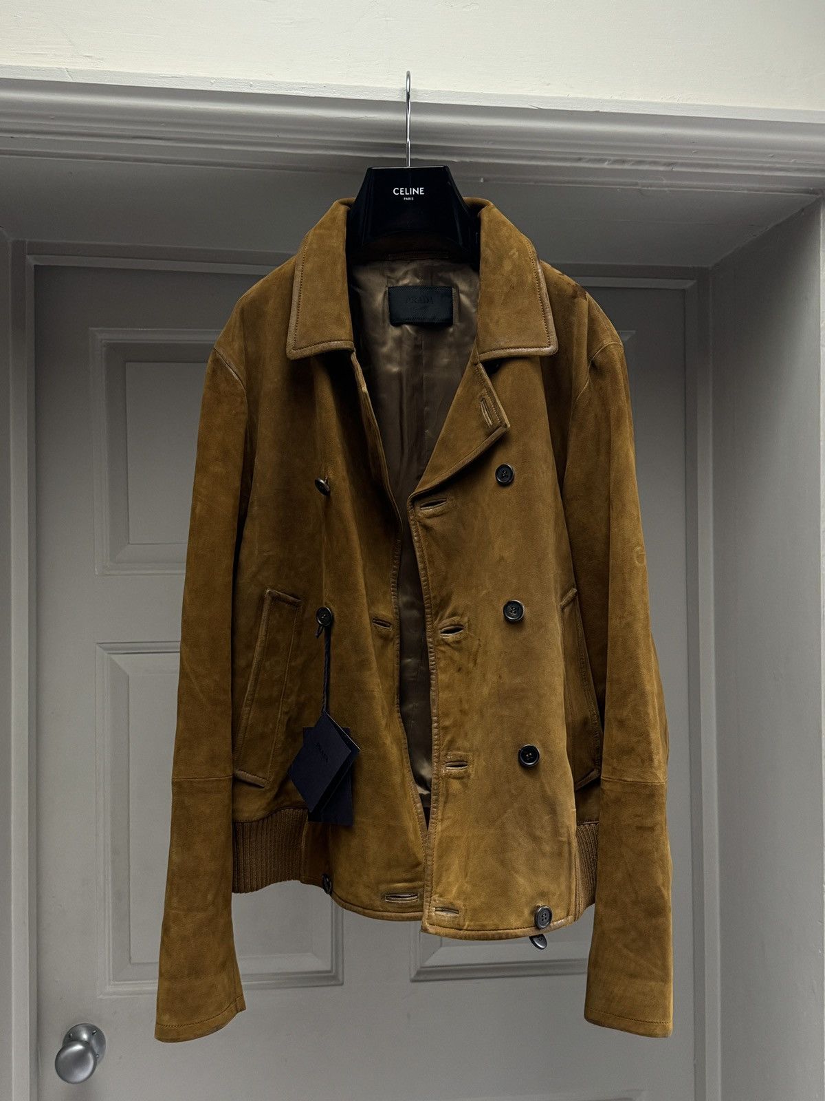 Prada Prada Men’s Brown Suede Double Breasted Jacket size IT 52 Size US L / EU 52-54 / 3 - 2 Thumbnail