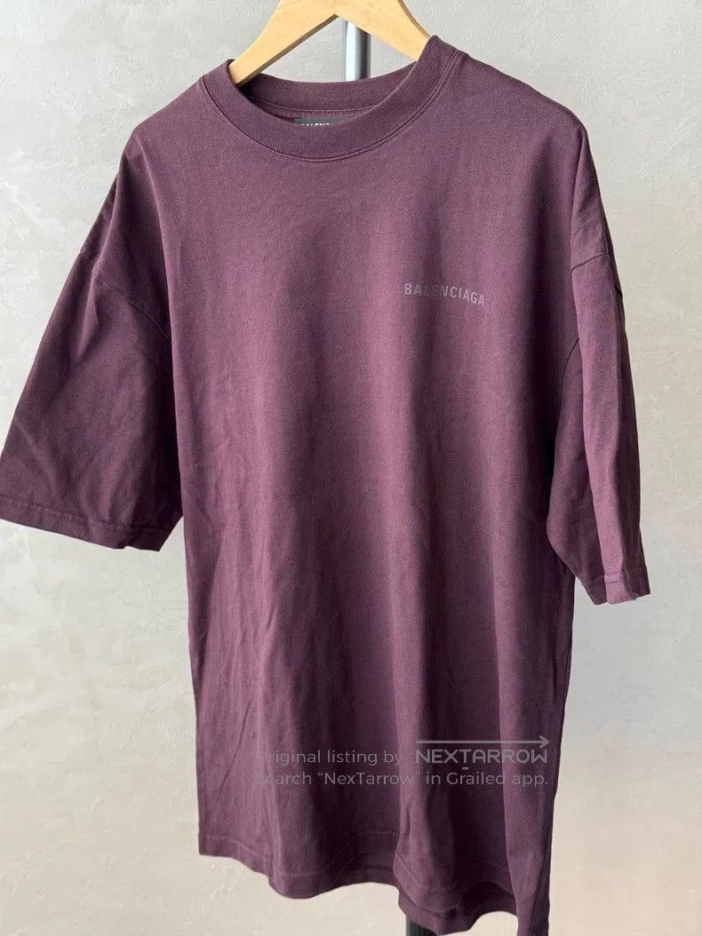 Balenciaga Balenciaga Wine Red Front and Back Letter Printed Short Sl Size US XS / EU 42 / 0 - 1 Thumbnail