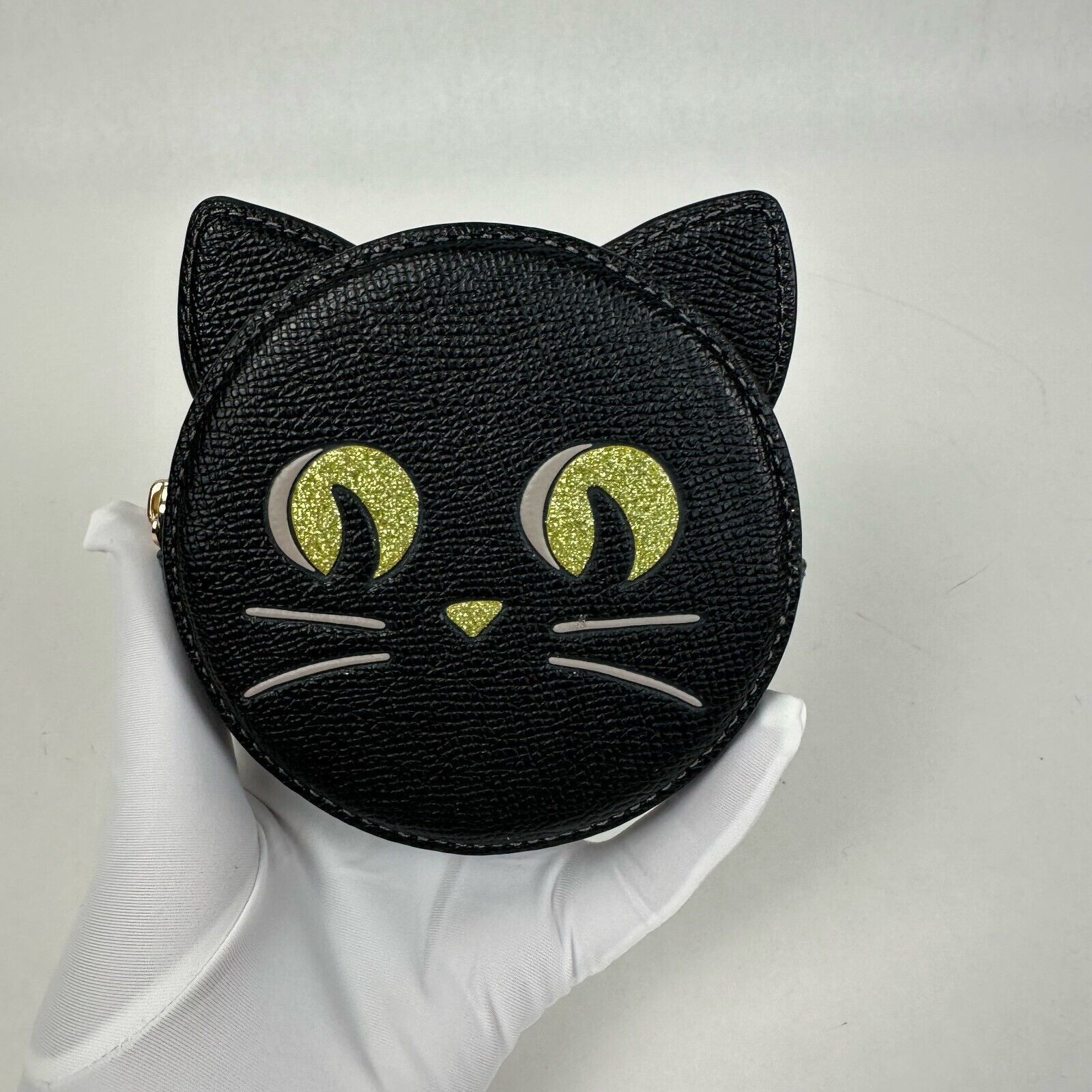 Coach Coin Purse Halloween Cat Black Leather Wallet Cw464, Women's