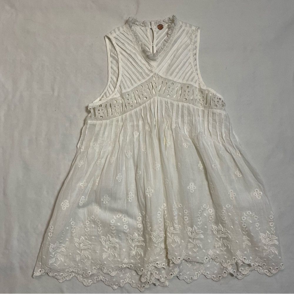 Free People New Free People White Eloise Embroidered Tunic Size XS Size XS / US 0-2 / IT 36-38 - 6 Thumbnail