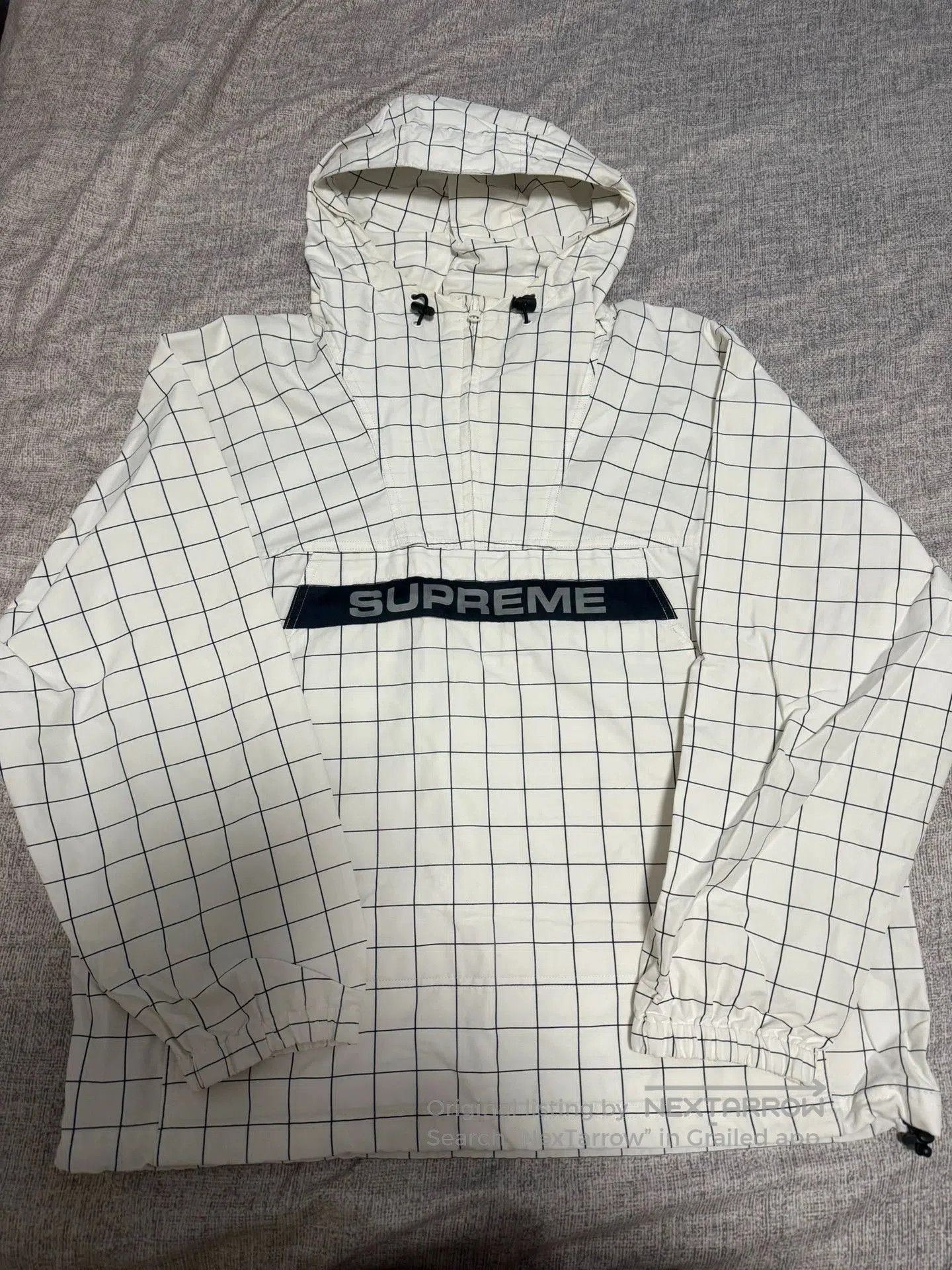 Supreme White Grid Pattern Hooded Anorak Jacket . Size US L / EU 52-54 / 3 - 2 Thumbnail