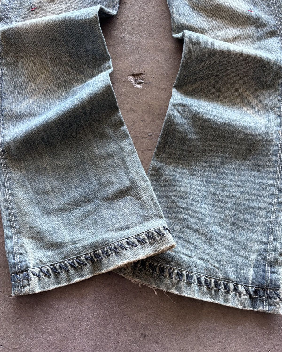 If Six Was Nine Mcginn Mud Washed Blue Flared Denim Pants Size US 30 / EU 46 - 2 Thumbnail