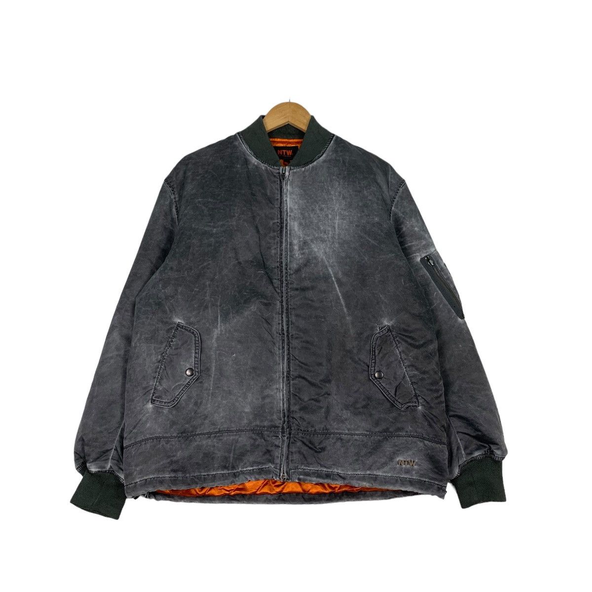 Japanese Brand NTW New Trend World Gray Washed Bomber Jacket #1084-C49 Size US L / EU 52-54 / 3 - 1 Thumbnail