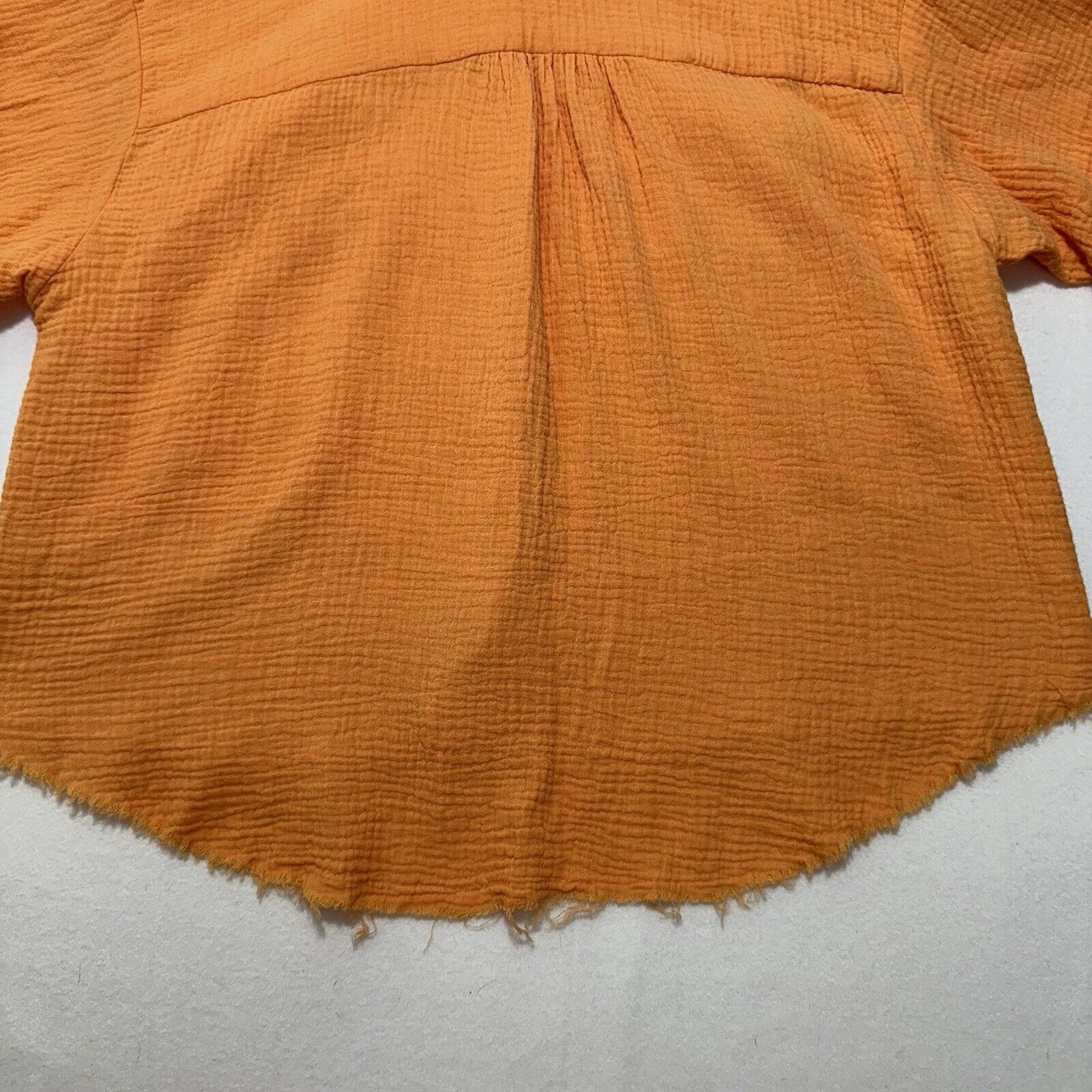 Other Cato Large Orange Button Front Blouse Raw Hem Gauze Top Size L / US 10 / IT 46 - 12 Thumbnail