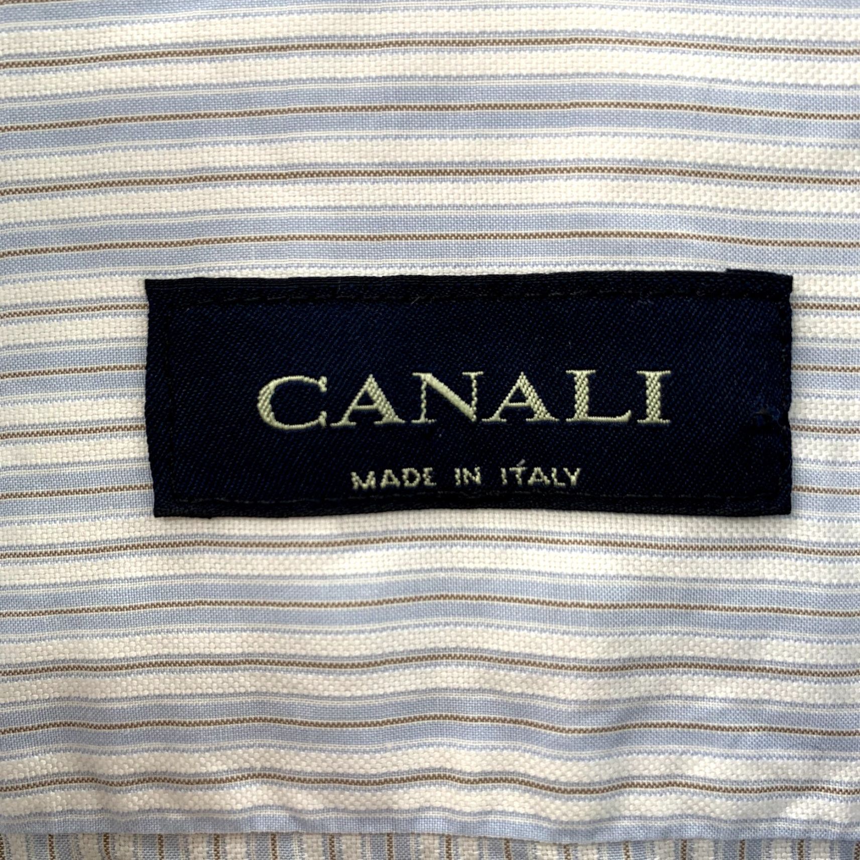 Canali Canali Dress Shirt Blue Striped 42/16.5 ShirtMens Classic Button-Down Collared 90s Preppy Made in Italy Size 46R - 3 Thumbnail