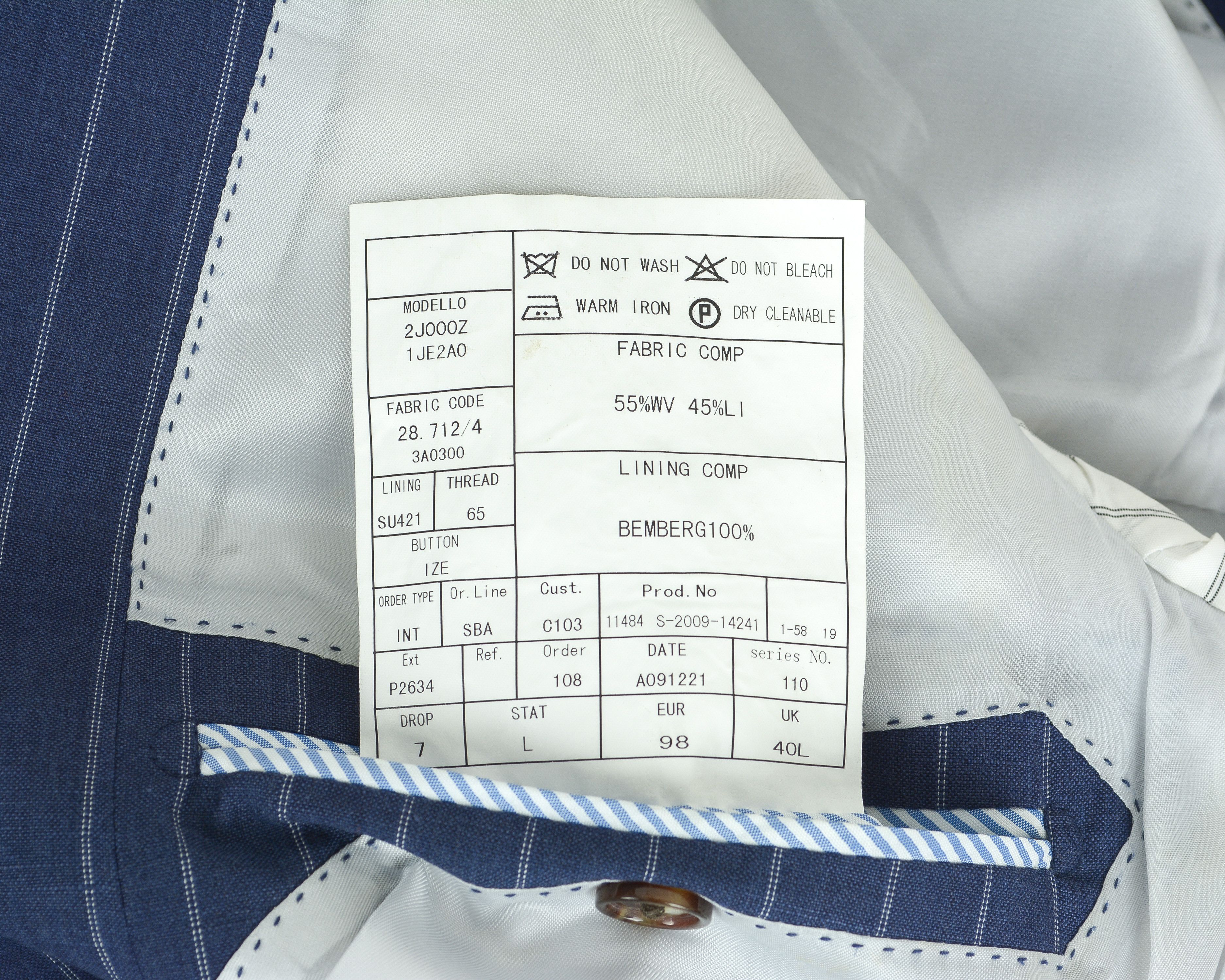 Suitsupply UK 40L US Wool EU 50L Linen Blazer Suit Jacket Pinstriped Size 40L - 7 Thumbnail
