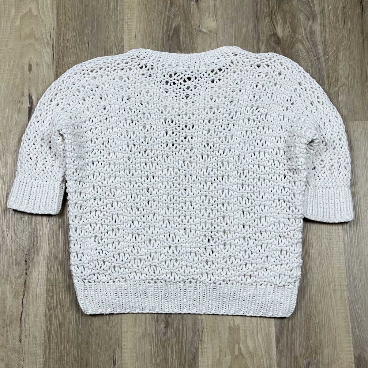 Maison Margiela MAISON MARGIELA MM6 White Sweater V Neck Fishnet Small Size S / US 4 / IT 40 - 3 Thumbnail