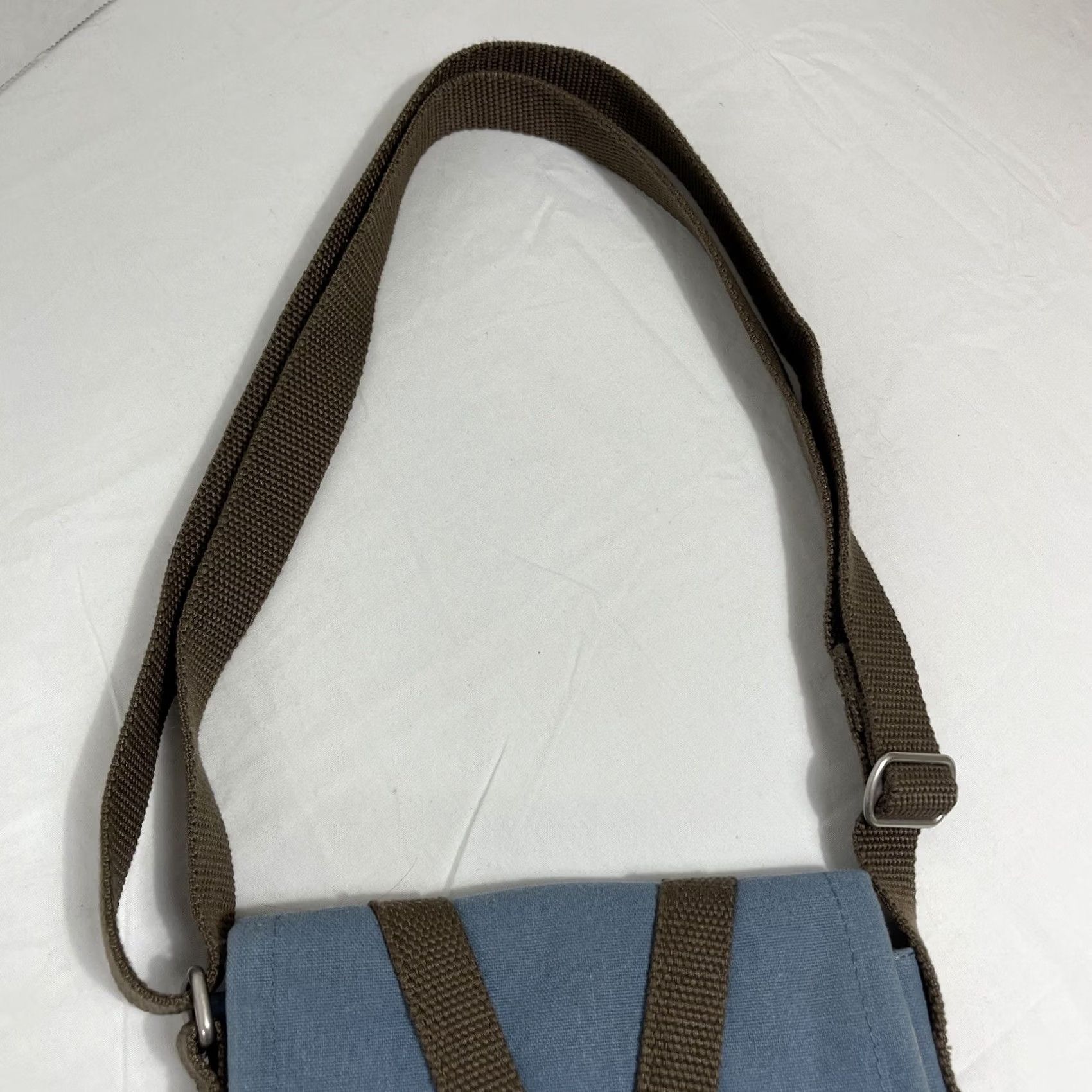 Vintage L.L. Bean Unisex Bag Crossbody Travel Canvas Blue Brown 509627 Pouch Utility Small" Size ONE SIZE - 5 Thumbnail