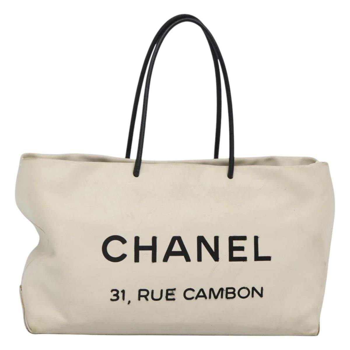 Chanel Chanel Tote Bag Leather White Silver CC Size ONE SIZE - 1 Thumbnail
