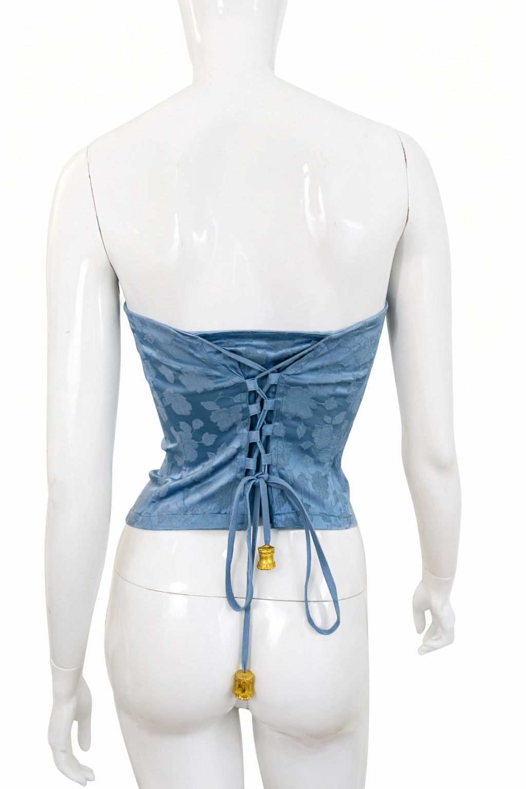 Christian Lacroix Christian Lacroix Corset Top – Blue Jacquard Gold Bustier Size S / US 4 / IT 40 - 2 Thumbnail