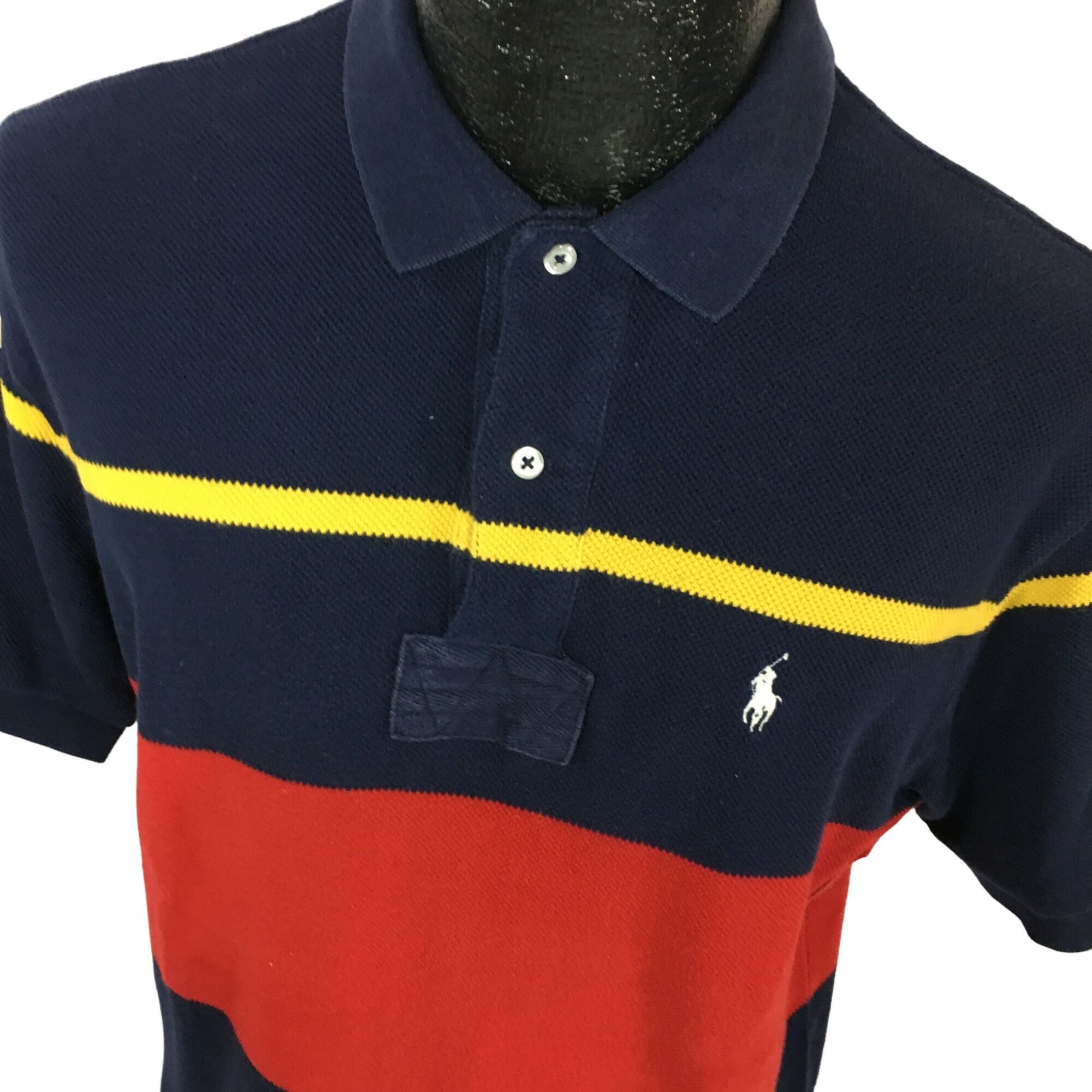 Polo Ralph Lauren Vtg Ralph Lauren Blue Red Stripe RUGBY Polo Logo Shirt Size US M / EU 48-50 / 2 - 1 Thumbnail