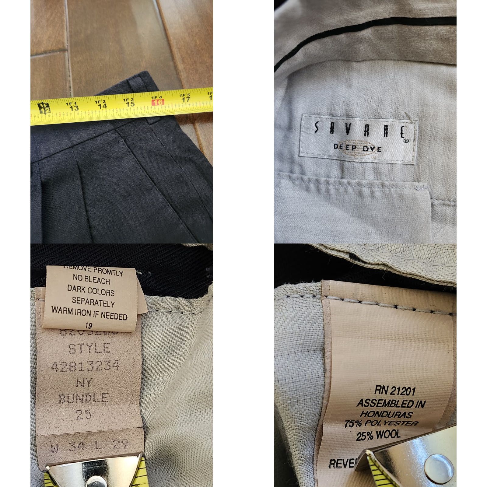 Savane Savane Dress Pants Navy Blue W34 L29 Men's Regular Polyester Wool Zip Button Business Formal Wedding Shirt/Pants? Size US 34 / EU 50 - 9 Thumbnail