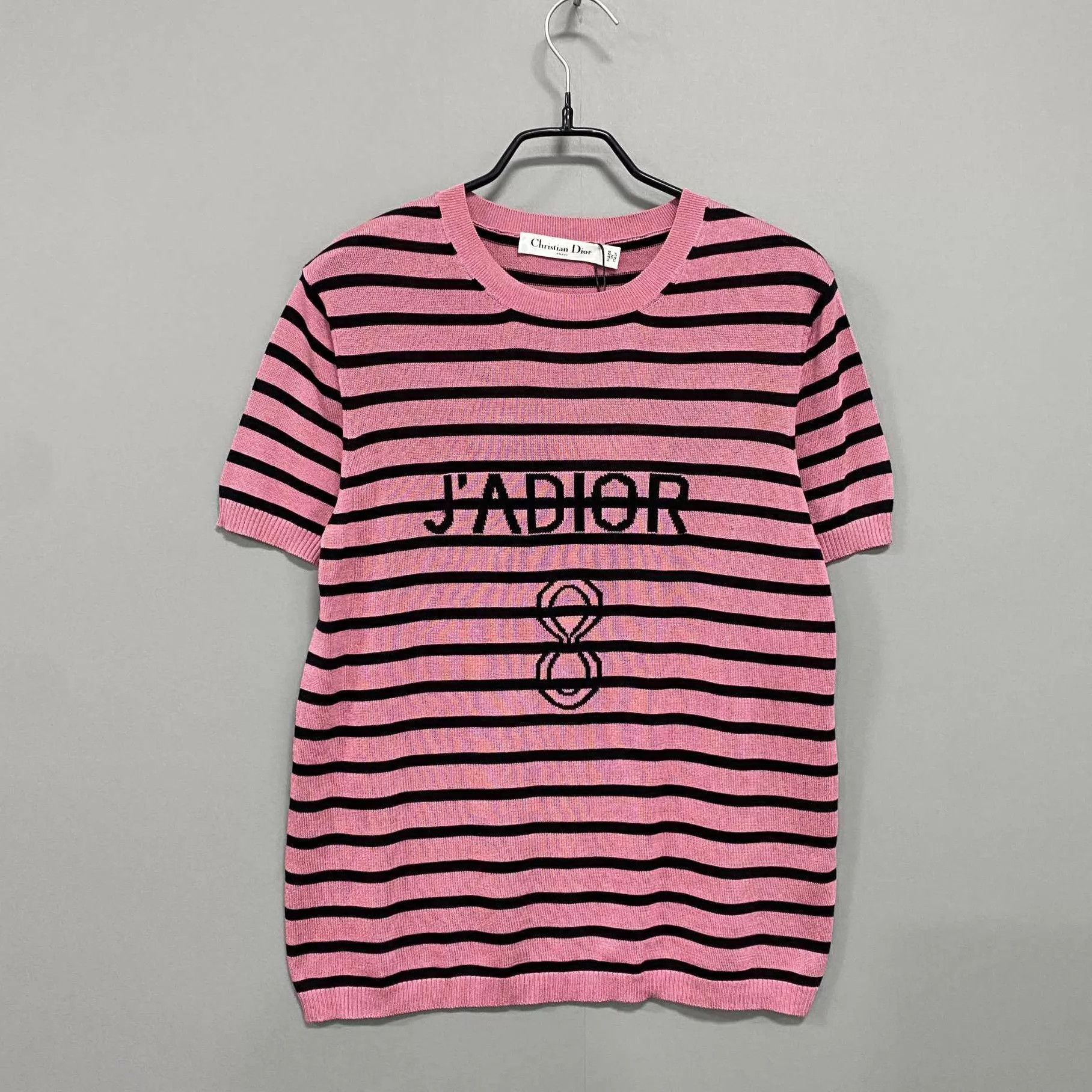 Dior Dior 8 Logo Stripe Short Sleeve Knit Sweater 38 Size S / US 4 / IT 40 - 1 Thumbnail