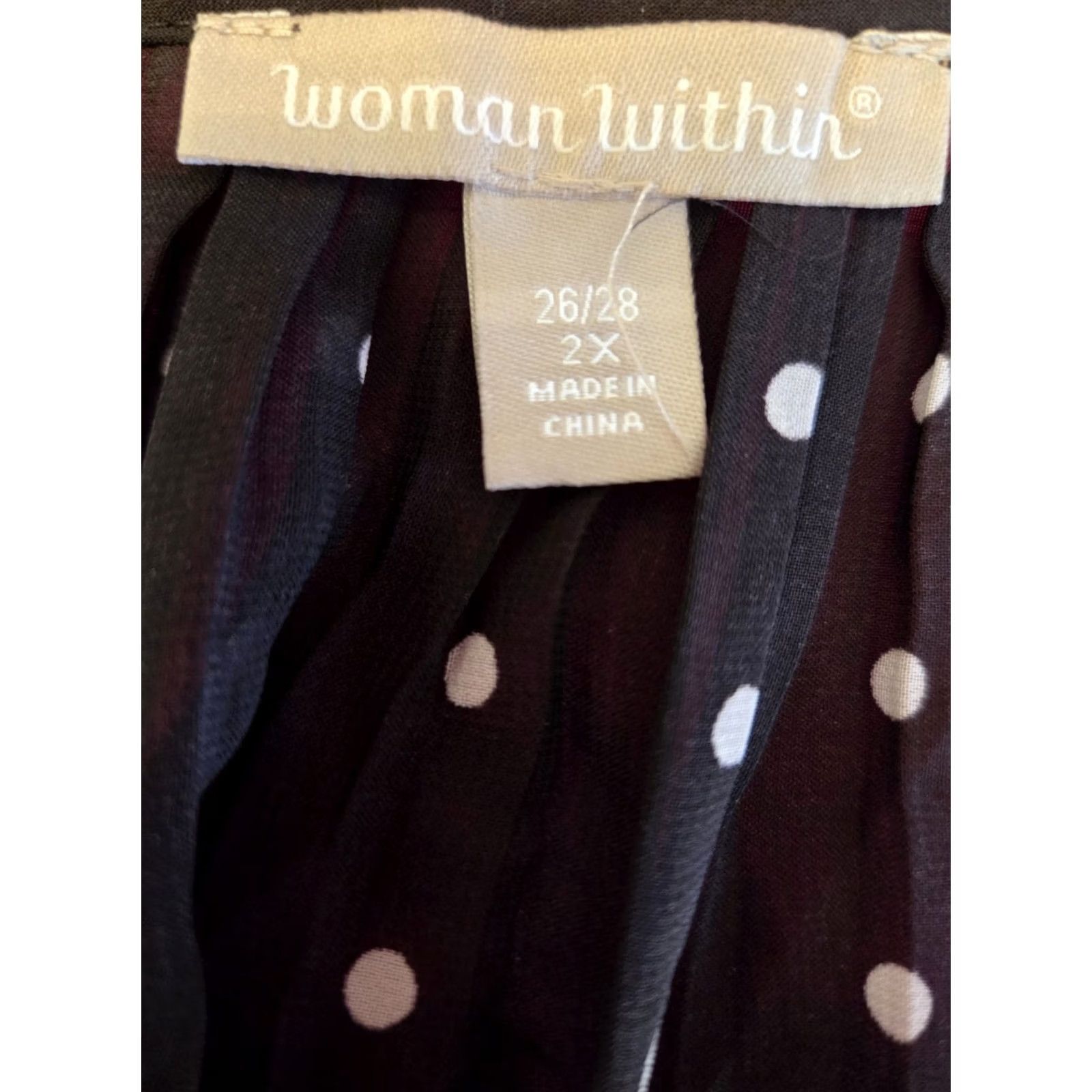 Vintage Woman Within Black Polka Dot Bell Sleeve Studded Semi Sheer Tunic Top 2X Size XXL / US 16-18 / IT 52-54 - 6 Thumbnail