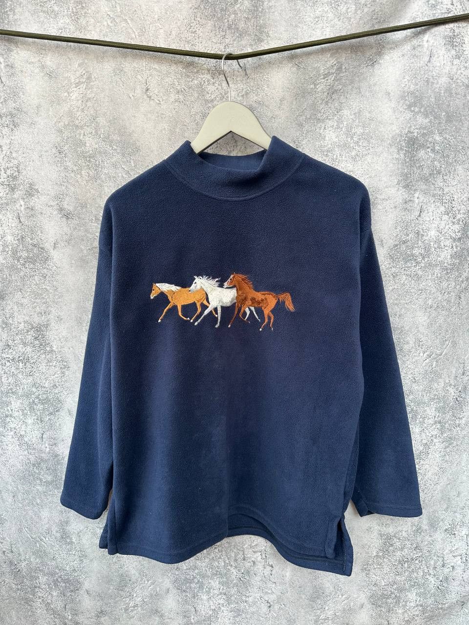 Designer × Vintage Nelson Ashby Horse Picture Fleece Sweater Pullover Mock Neck Size US M / EU 48-50 / 2 - 1 Thumbnail