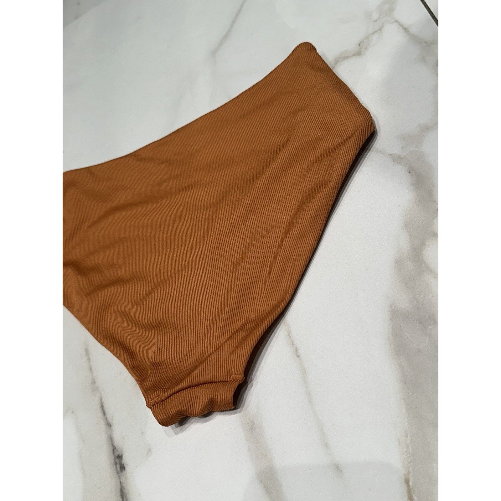 Primark Primark Ribbed Dark Orange High Cut Bikini Bottoms, Size 2 Size ONE SIZE - 8 Thumbnail