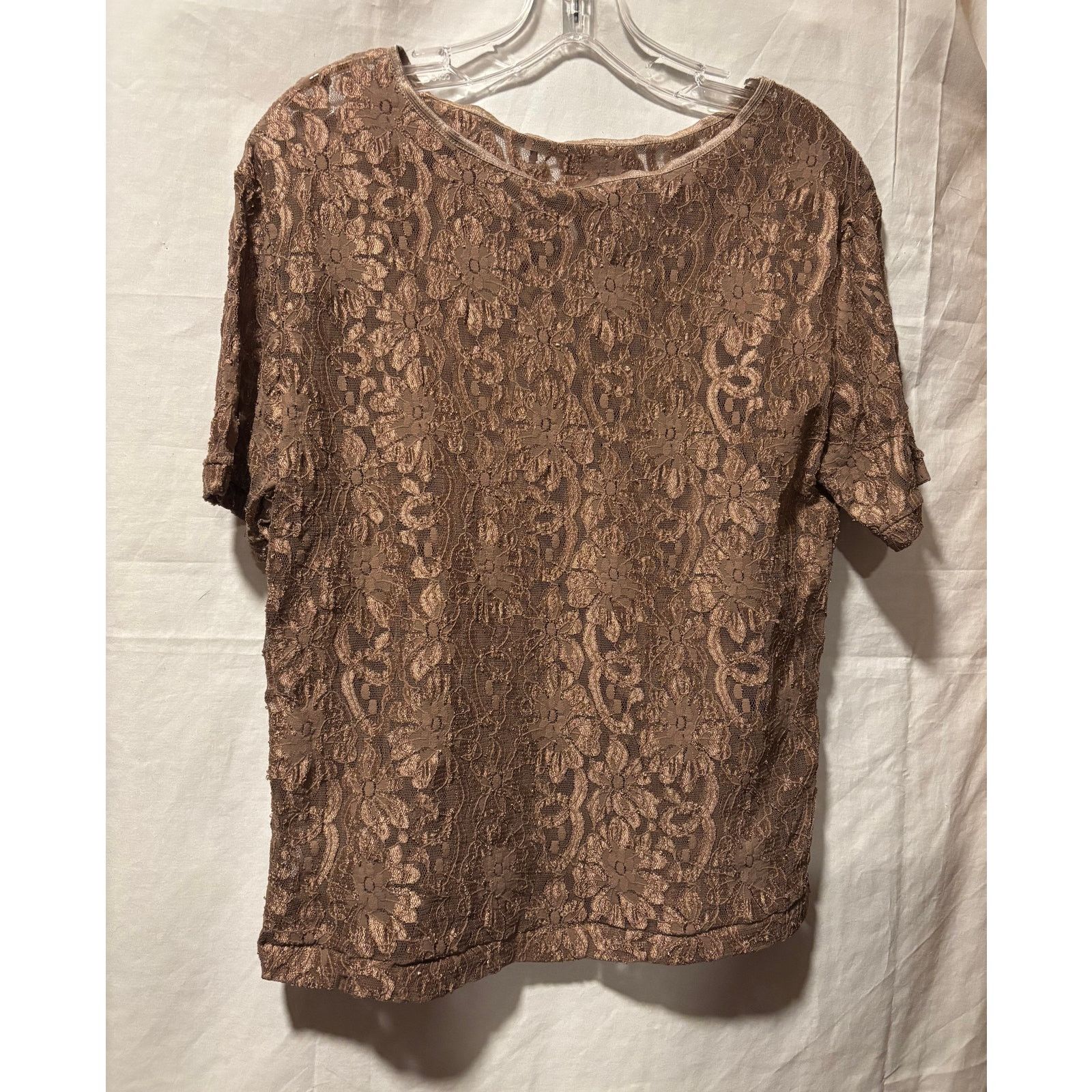Vintage Cinema Etoile Vintage Cocoa Brown Lace Top Short Sleeve Size S / US 4 / IT 40 - 3 Thumbnail