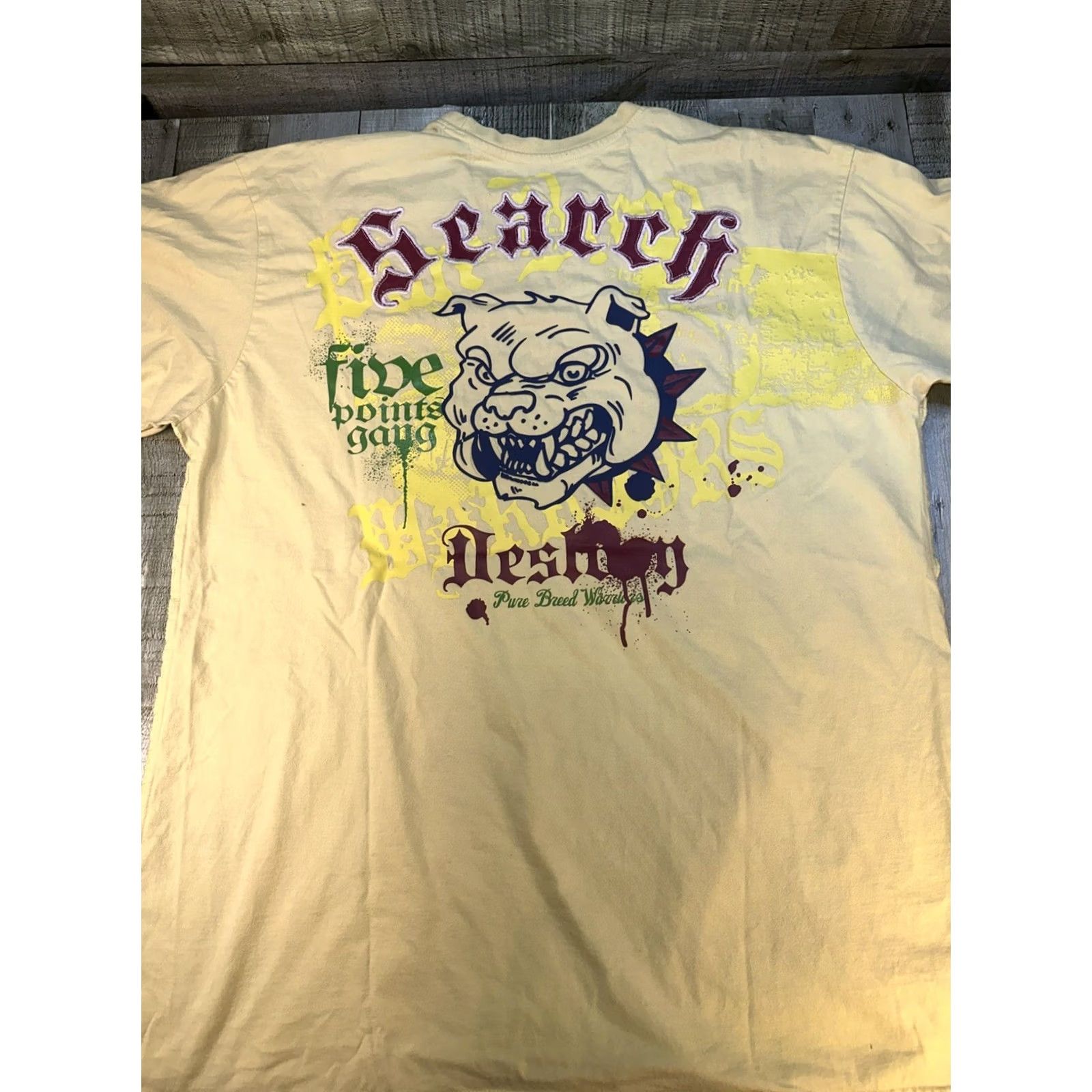 Vintage VINTAGE Blac Label Pure Breed Warriors Shirt 2XL Yellow Studded Graphic Tee Mens 2000s Y2K Size US XXL / EU 58 / 5 - 4 Thumbnail