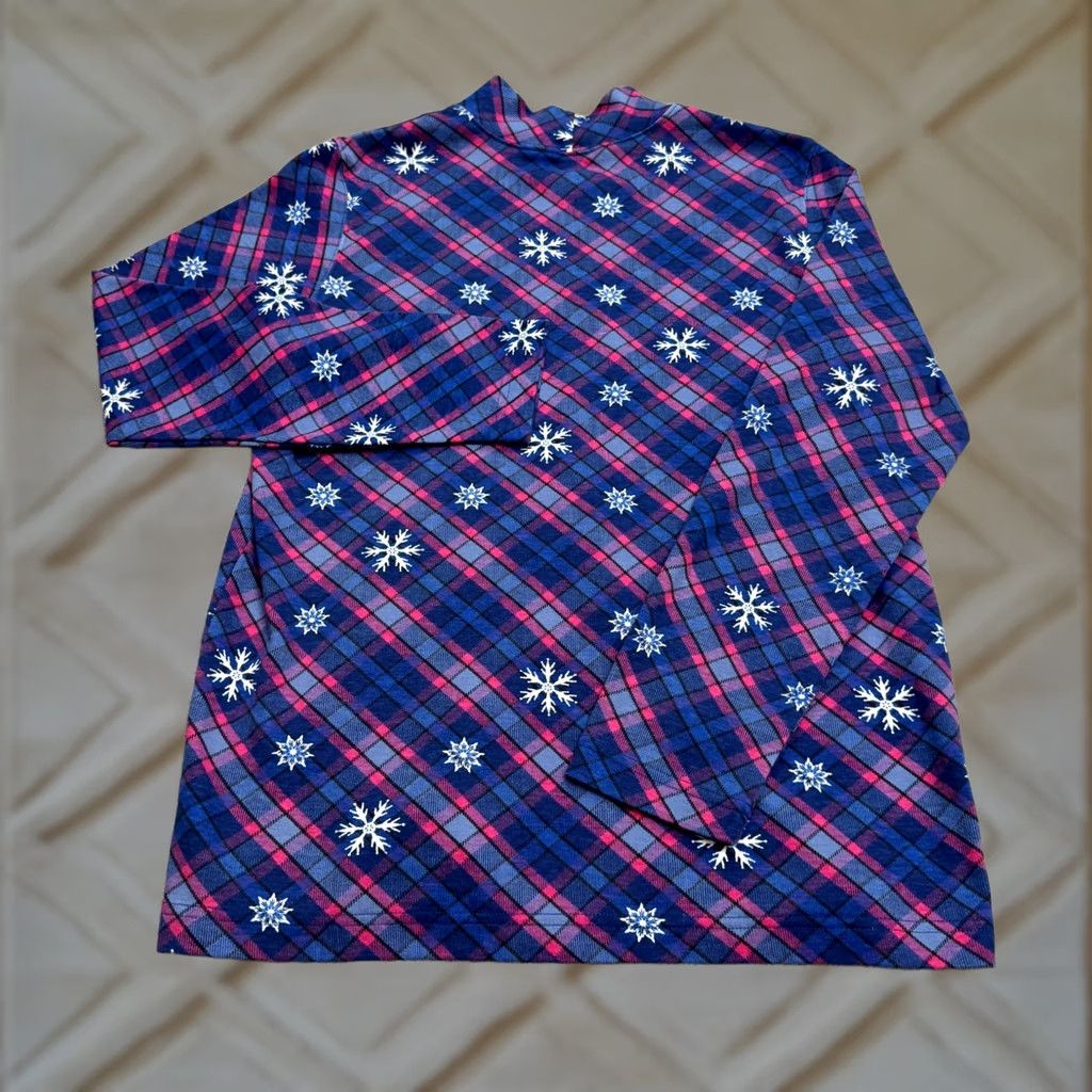 Blair Blair Plaid Long Sleeve Shirt Womens Large Multicolor Mock Neck Casual Knit Top Size L / US 10 / IT 46 - 1 Thumbnail