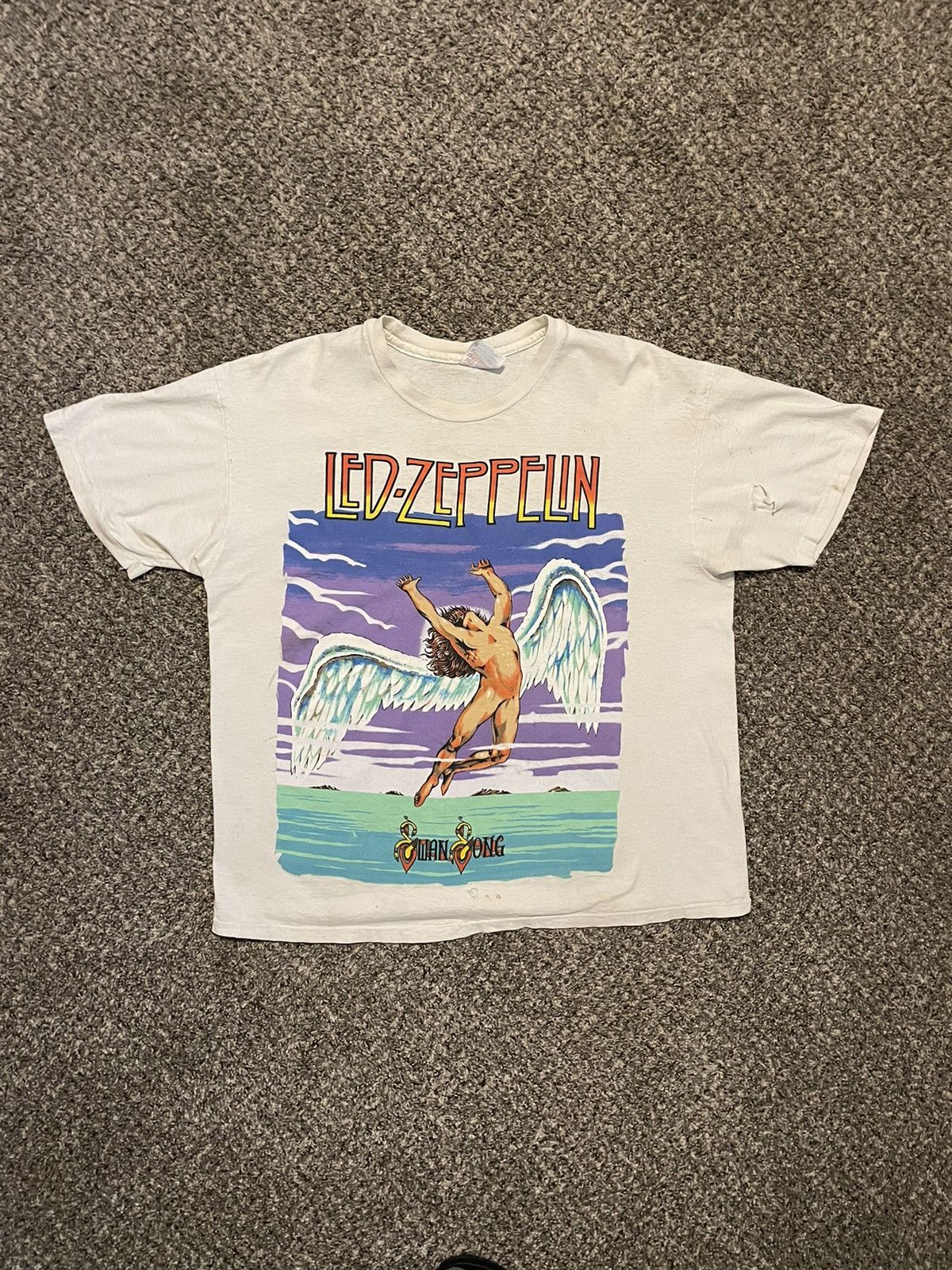 Band Tees × Led Zeppelin × Vintage Vintage 1990 Led Zeppelin Swan Song graphic men’s shirt Size US XL / EU 56 / 4 - 1 Thumbnail