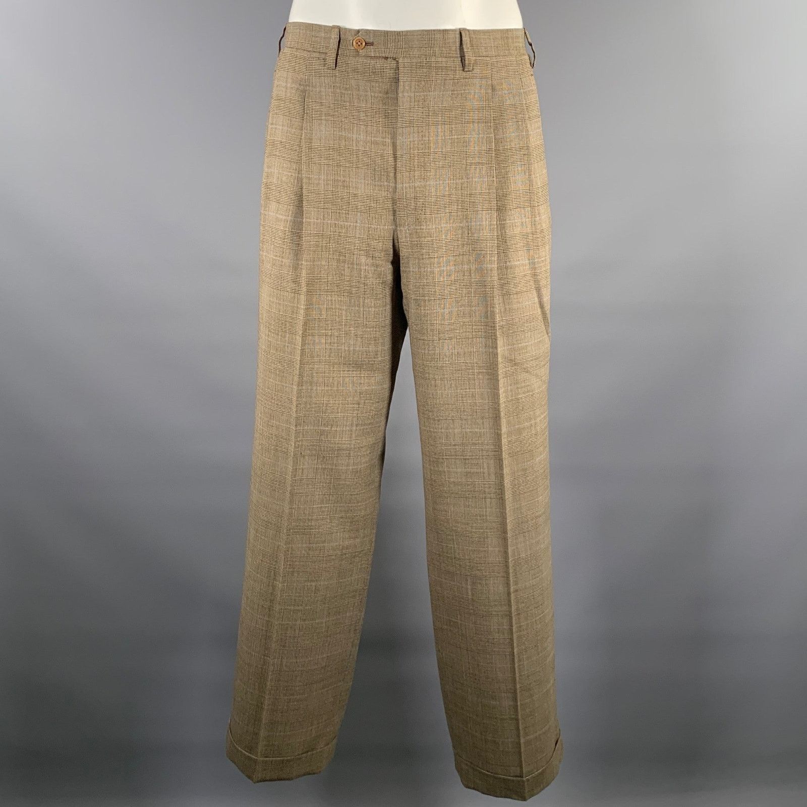 Kiton KITON Size 420 Brown Blue Plaid Wool Notch Lapel Suit Size 42R - 4 Thumbnail