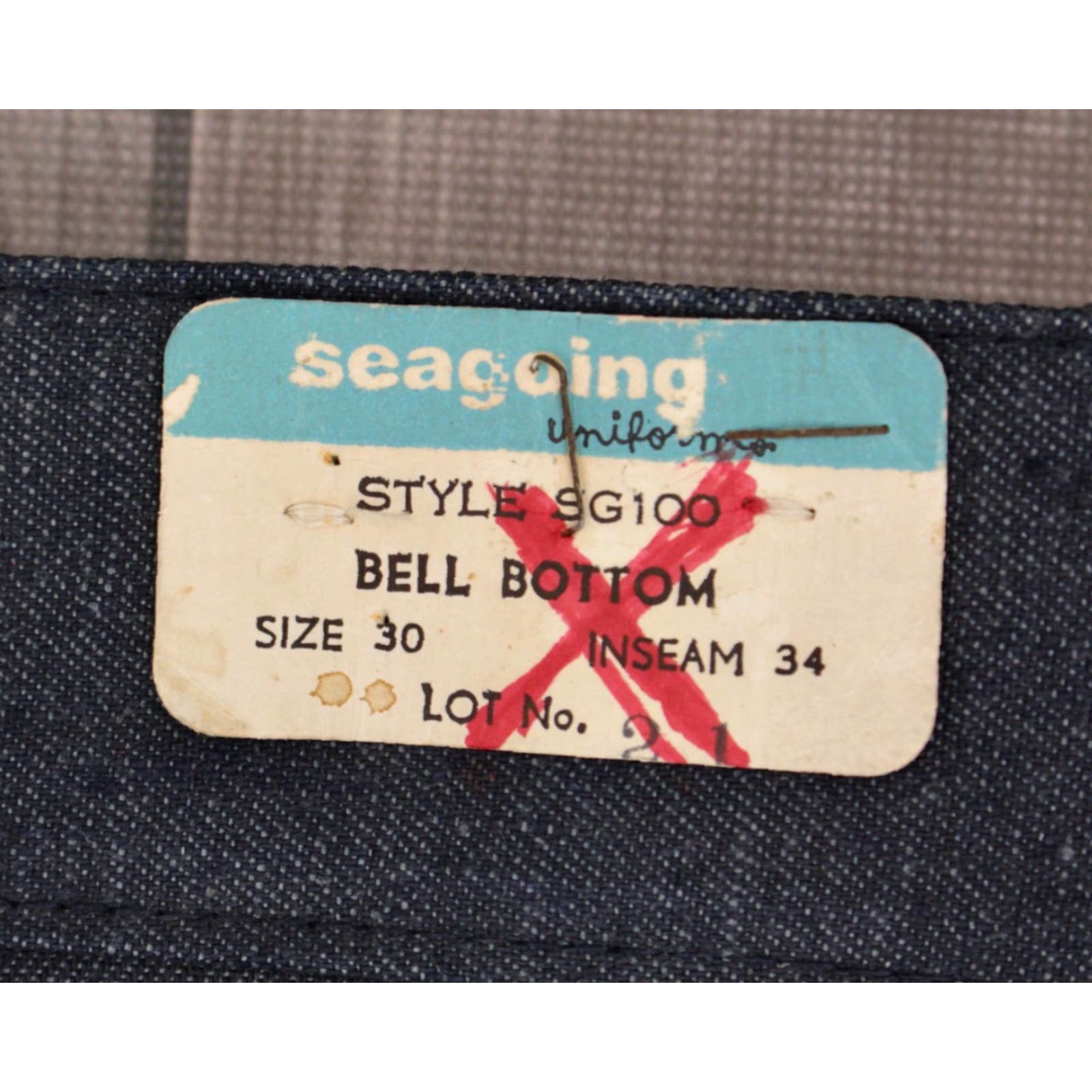 Vintage VINTAGE Seafarer Jeans Bellbottom Navy 60s NOS 1960s Mens Denim Size 33 Inseam 36.5 Blue 46" Length Dungarees 60s Bell Bottom Jeans Size US 33 - 6 Thumbnail