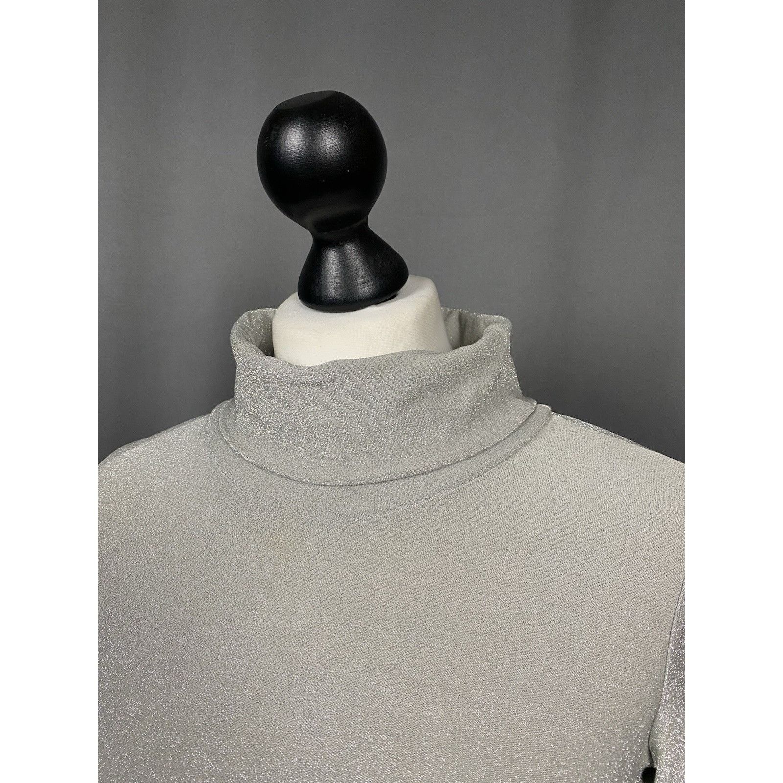 Versus Versace Versus Versace Vintage Women's Gray Lurex Turtleneck Sweater Size S / US 4 / IT 40 - 5 Thumbnail