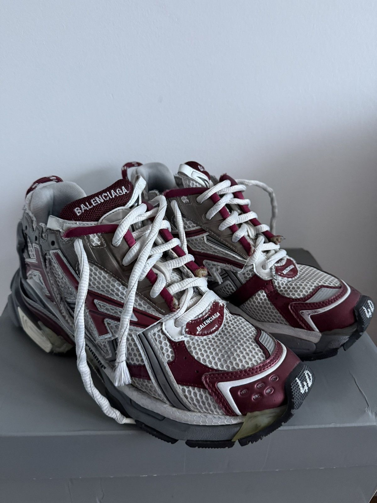 Balenciaga Balenciaga Burgundy Runner Sneakers 41 | Grailed