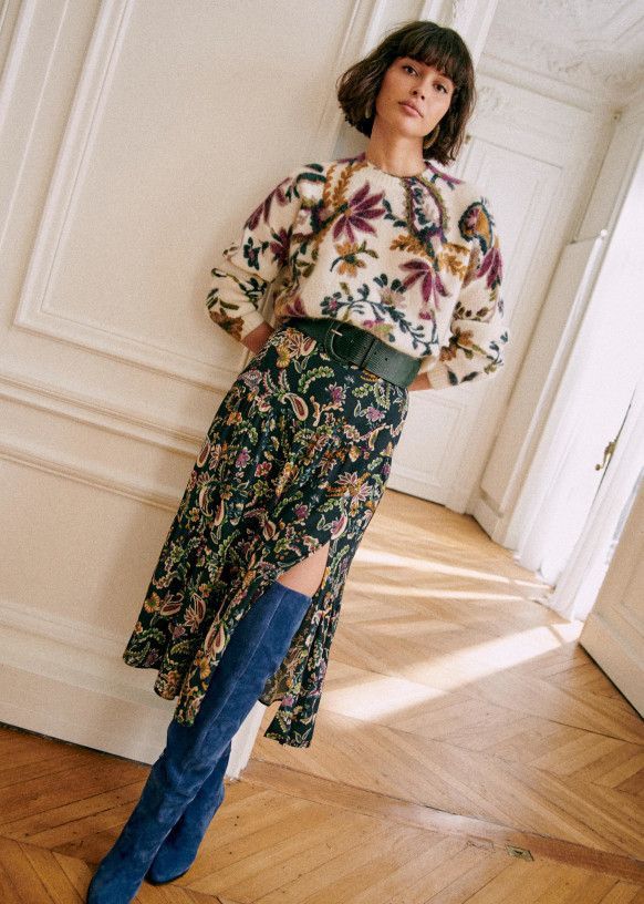 Sezane Sezane Tammie Flowers Print Long Skirt EU 40 Size 28" / US 6 / IT 42 - 2 Thumbnail