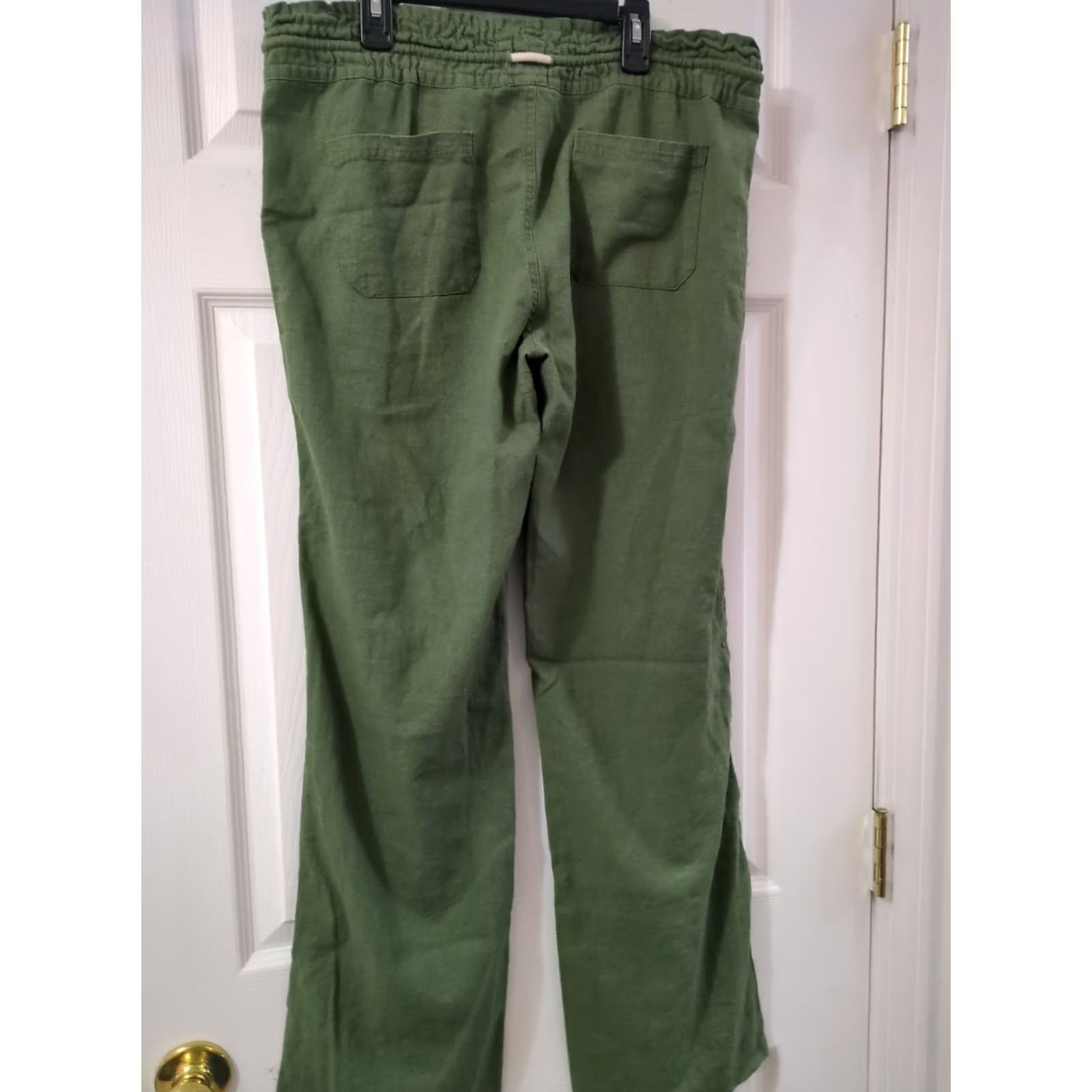 Vintage Ashley Free Style Womens Pants Large Linen Green Wide-Leg Pull On Size 36" / US 14 / IT 50 - 3 Thumbnail