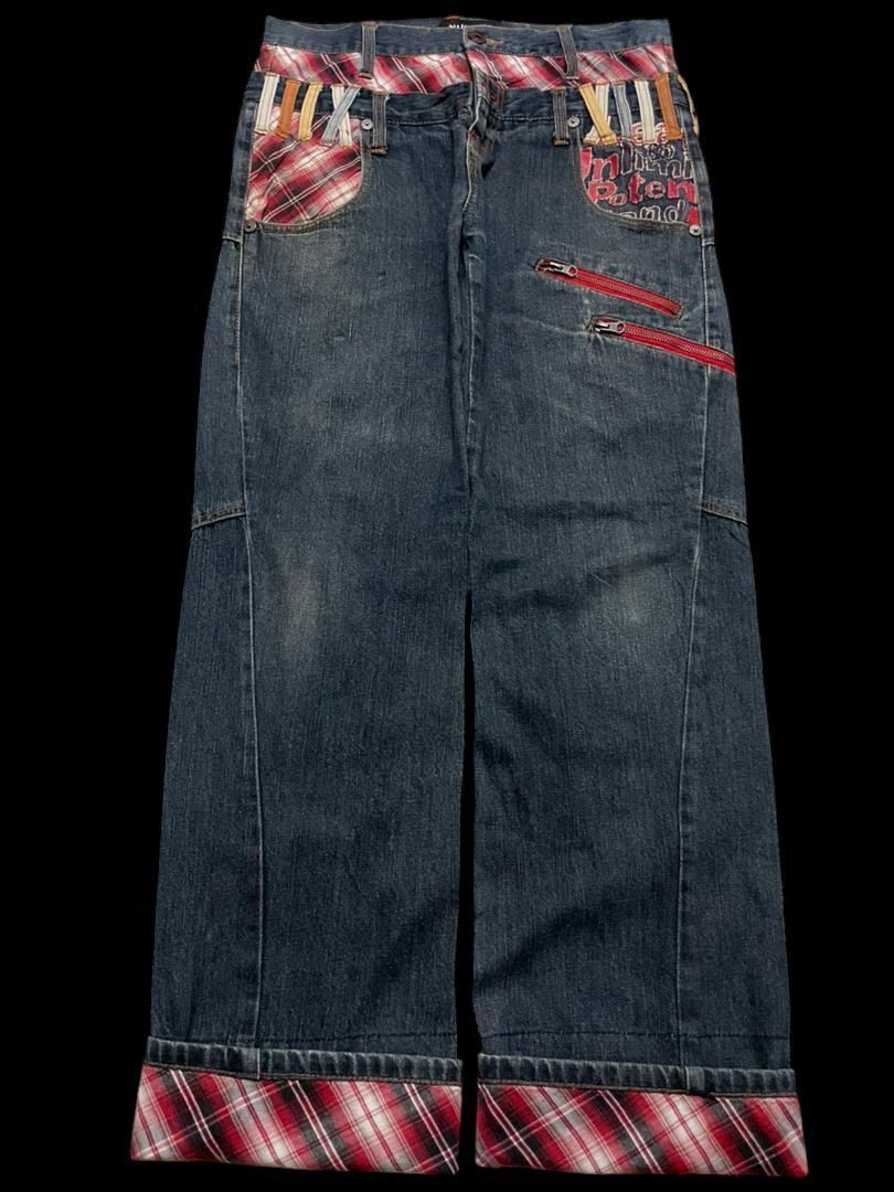 💥Double Waist💥Sick Vintage Nylus Faded Zipper Punk Jeans