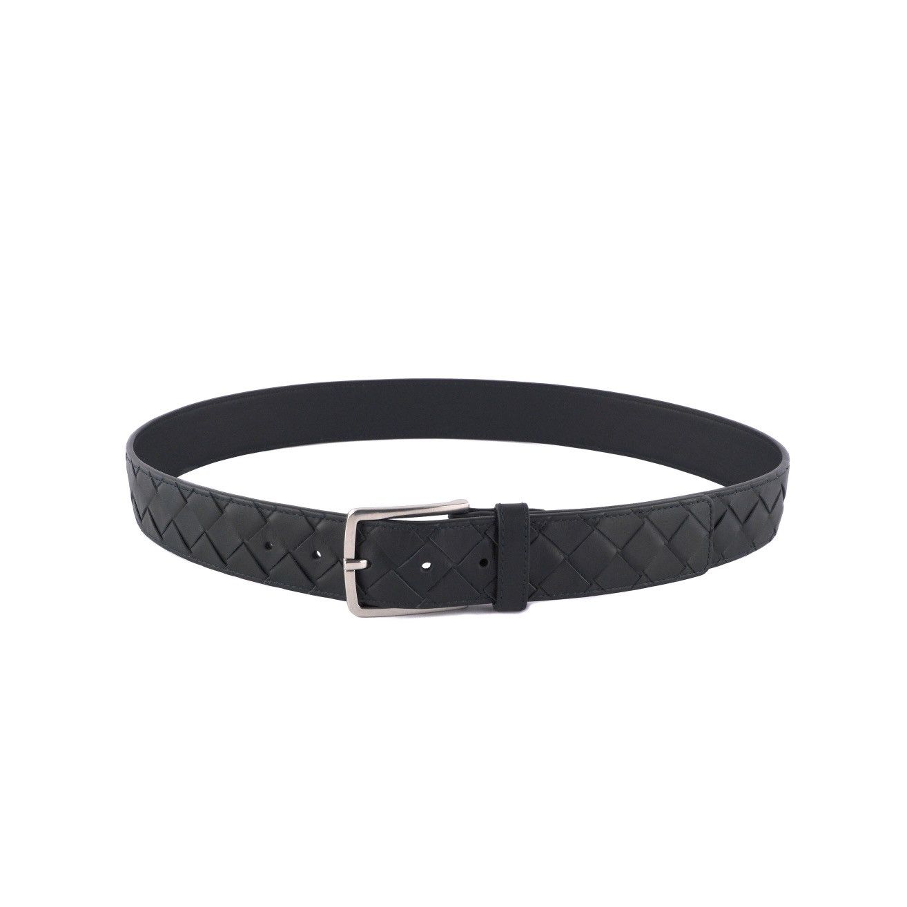 image of Bottega Veneta Intrecciato Green Olive Calf Leather Belt, Men's
