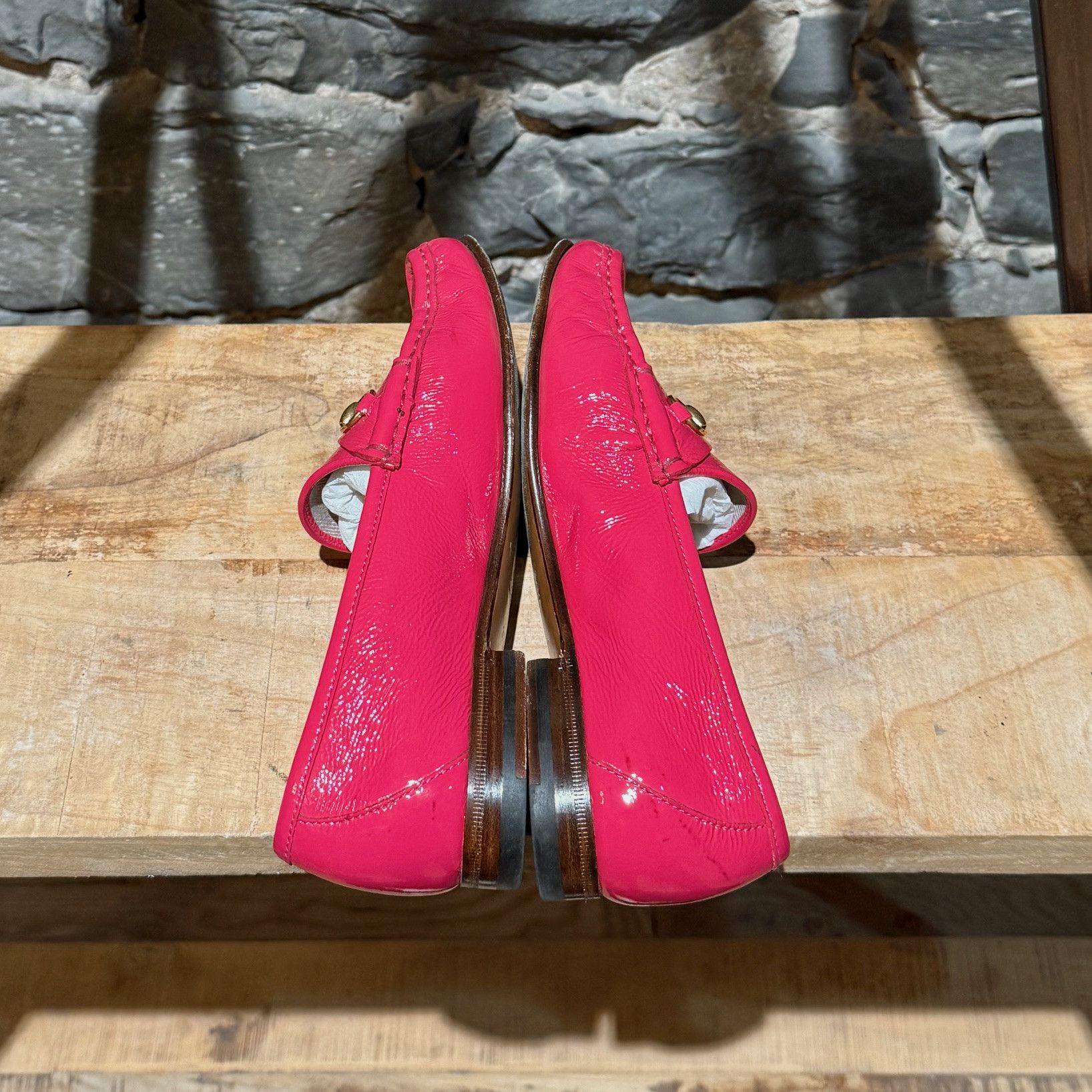 Gucci Gucci Shocking Pink Patent Leather Horsebit 1953 Loafers Size US 7.5 / IT 37.5 - 3 Thumbnail