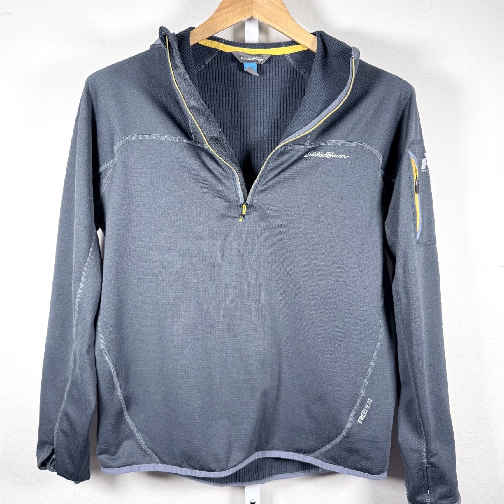 Eddie Bauer Eddie Bauer High Route Grid Fleece 1/2-Zip Hoodie Gray Thumbhole Men's - Medium Hoodie Men Gray 1/2 Zip Size US M / EU 48-50 / 2 - 3 Thumbnail