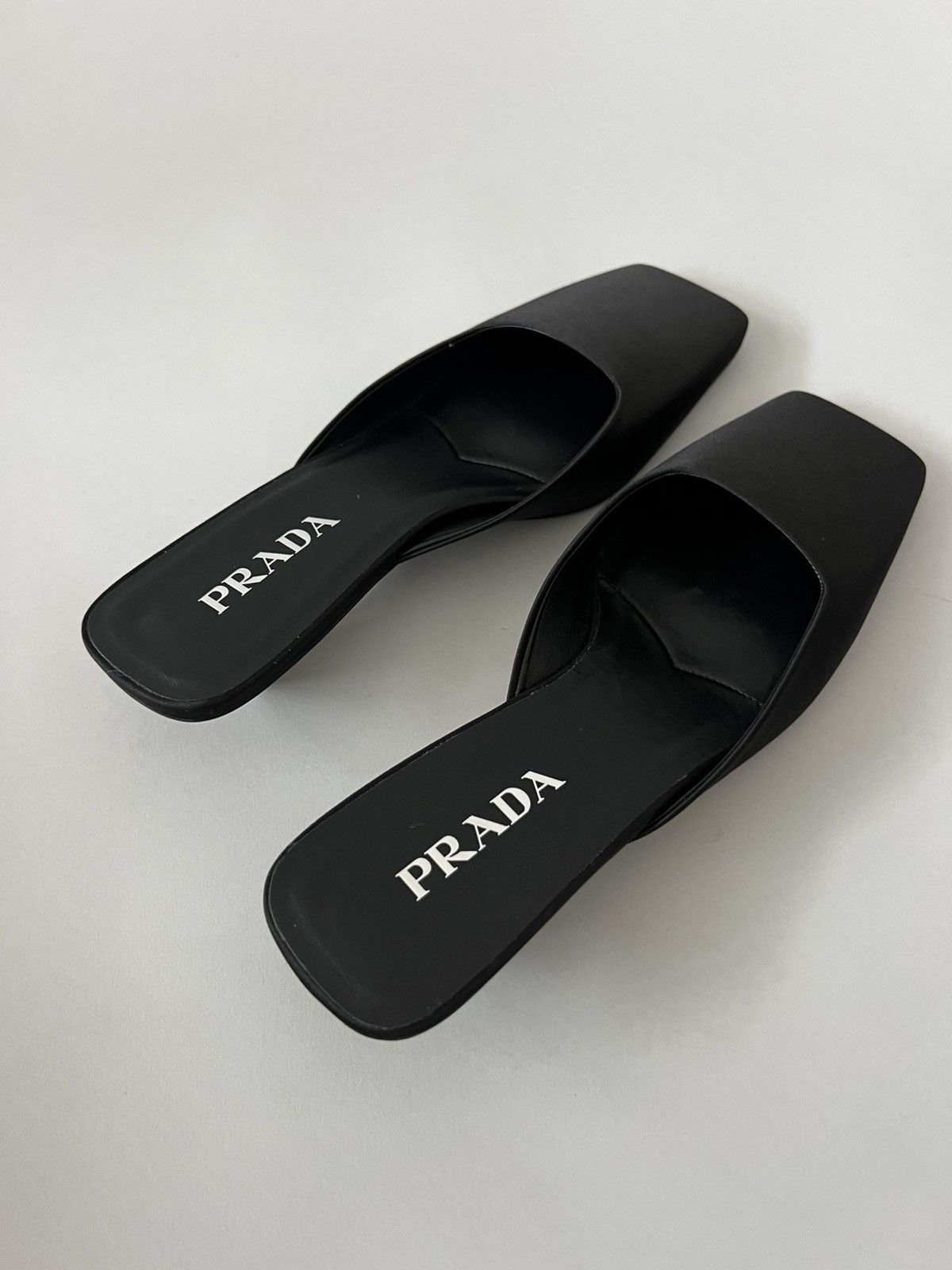 Prada $1.4K VALUE Prada Satin Square Toe Mule Sandals in black Size US 10 / IT 40 - 4 Thumbnail