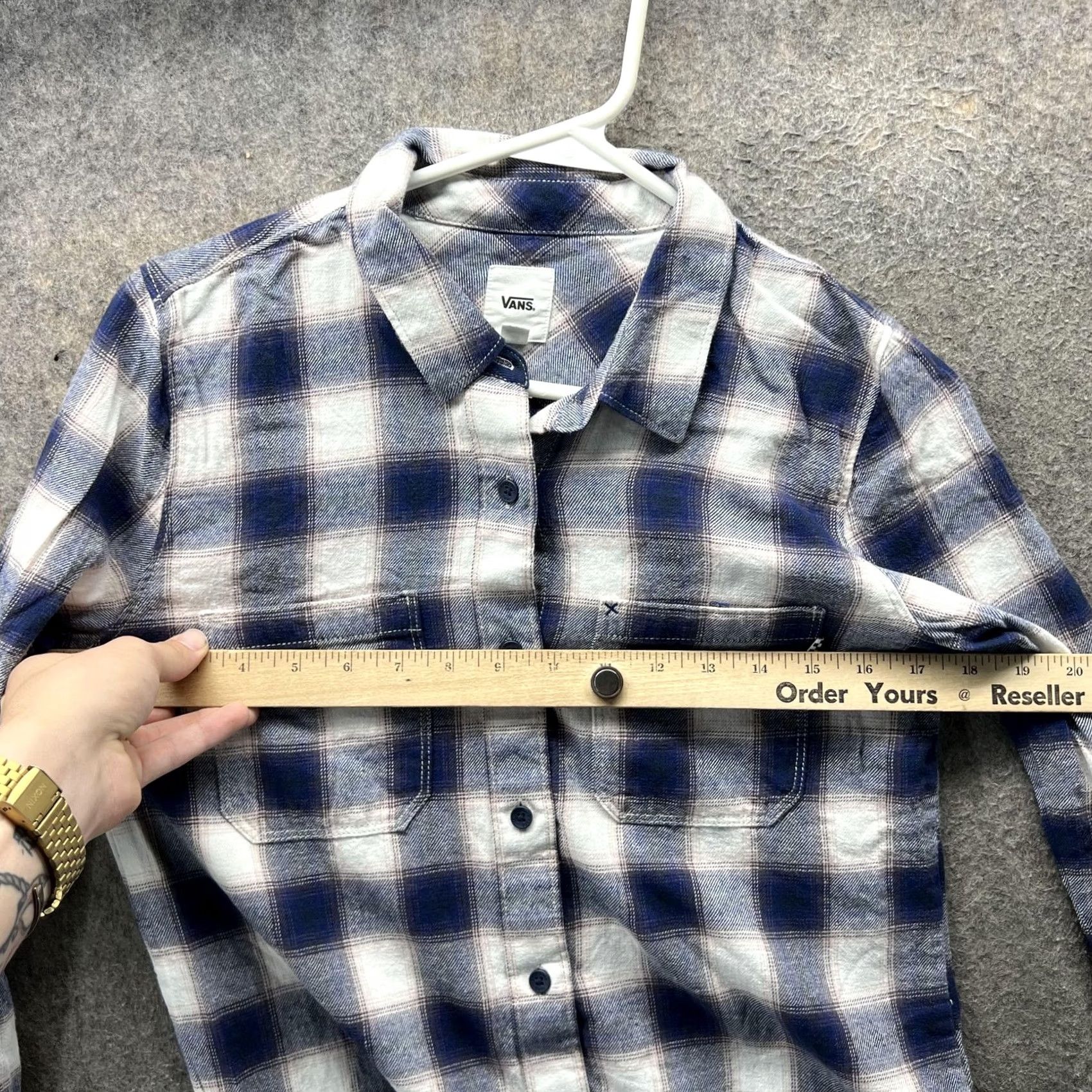 Vans VANS Shirt Womens XS Blue White Plaid Flannel Button-Down Long Sleeve Casual Size XS / US 0-2 / IT 36-38 - 3 Thumbnail